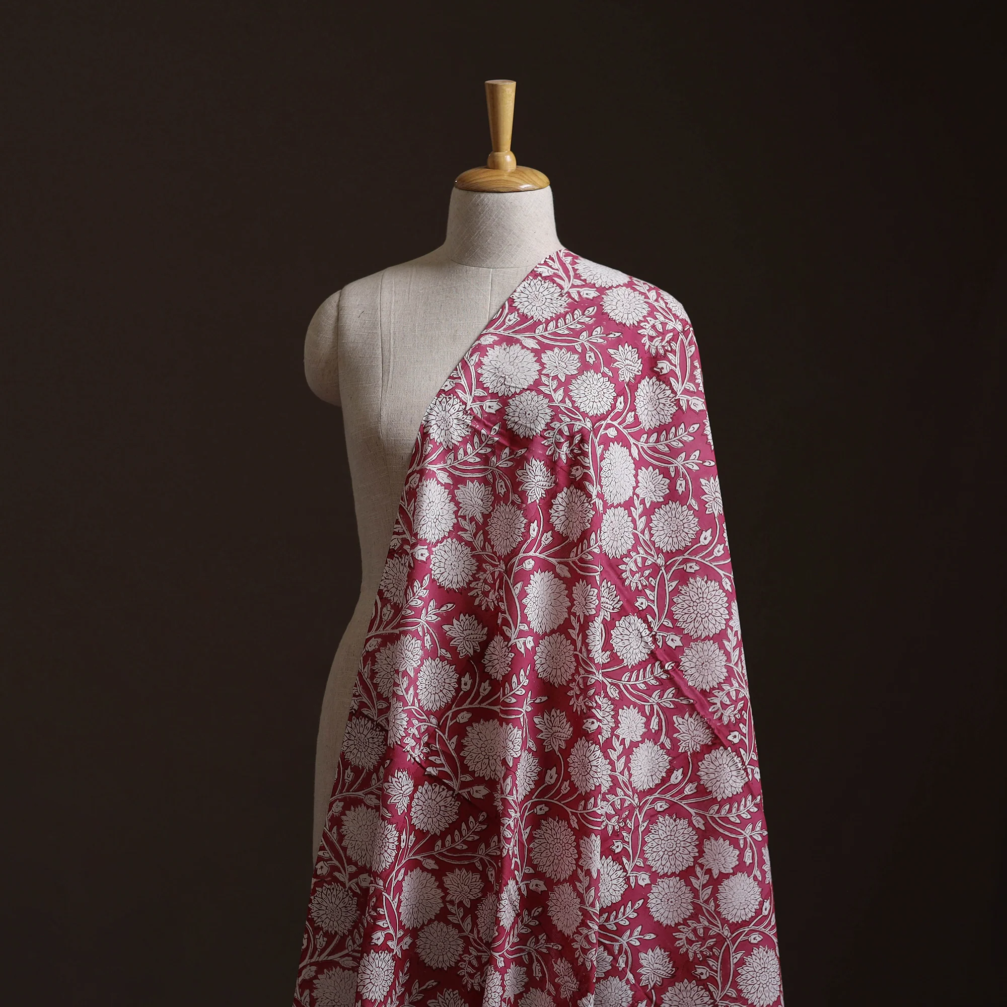 Pink - Pure Mul Cotton Sanganeri Hand Block Print Fabric 01