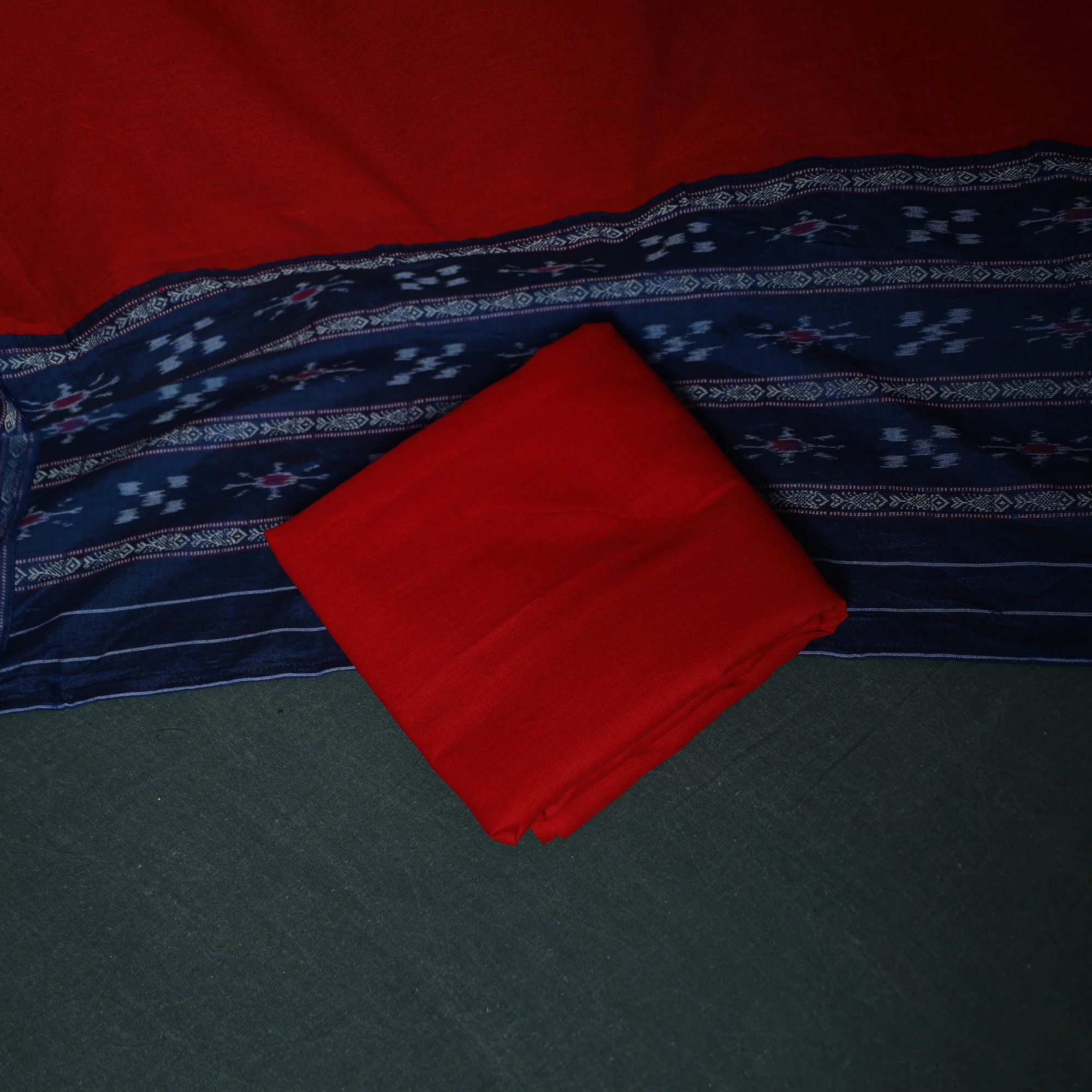 Sambalpuri Ikat Cotton 3pc Unstitched Dress Material Suit Set 20 - Image 5