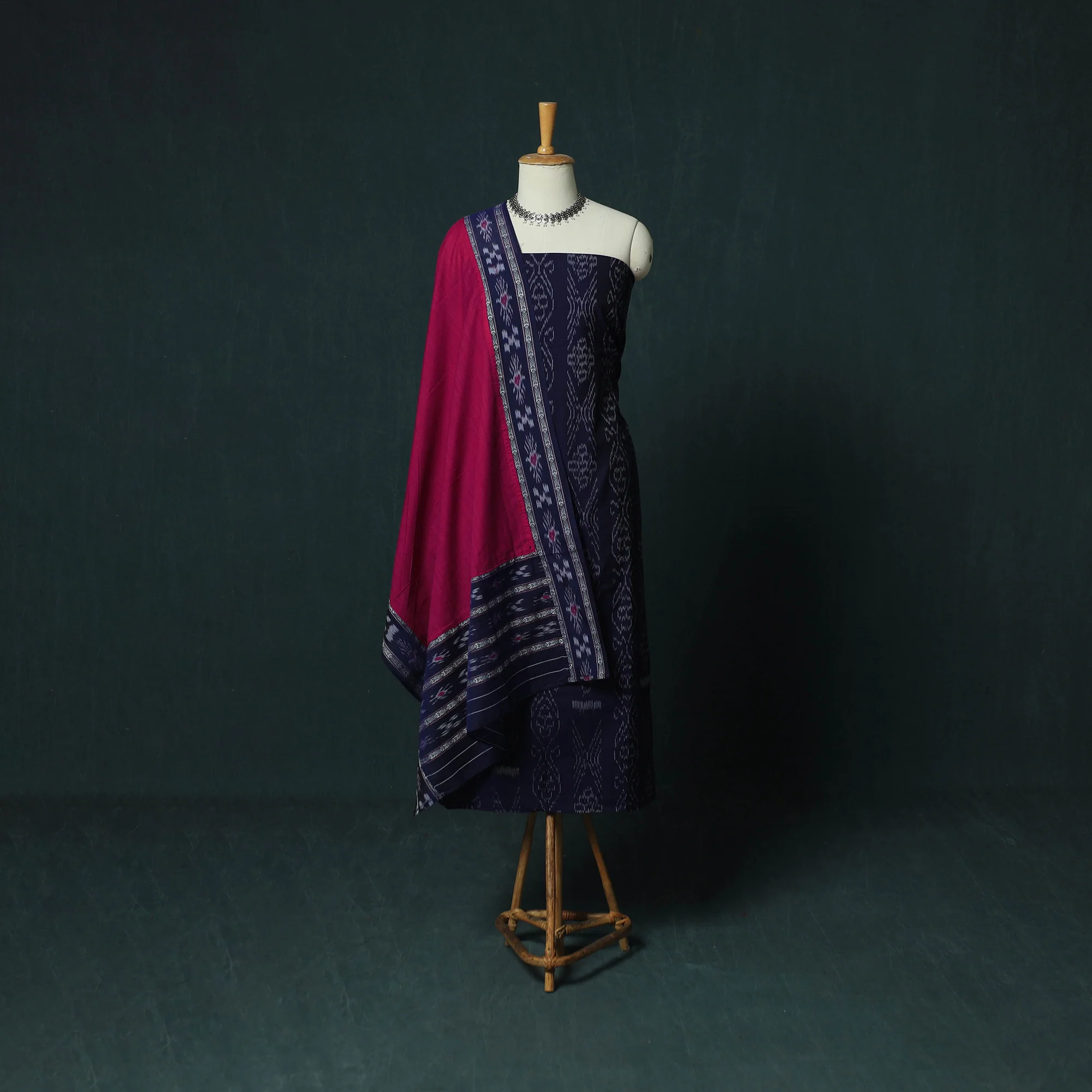 Sambalpuri Ikat Cotton 3pc Unstitched Dress Material Suit Set 22