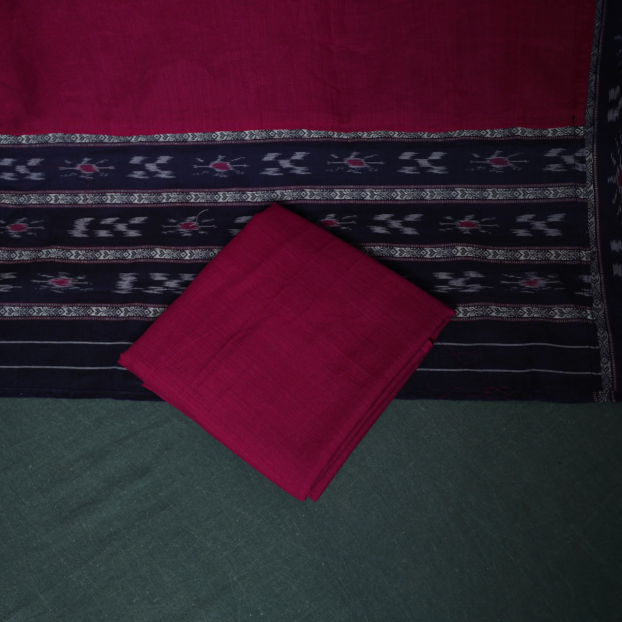 Sambalpuri Ikat Cotton 3pc Unstitched Dress Material Suit Set 22 - Image 5