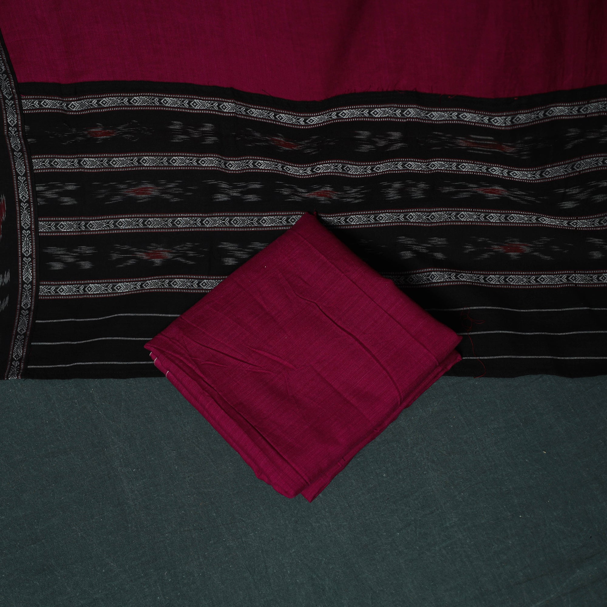 Sambalpuri Ikat Cotton 3pc Unstitched Dress Material Suit Set 26 - Image 5