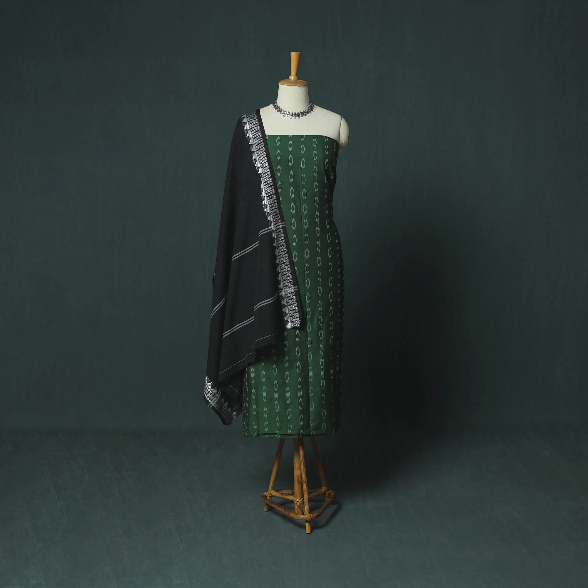Sambalpuri Ikat Cotton 3pc Unstitched Dress Material Suit Set 32