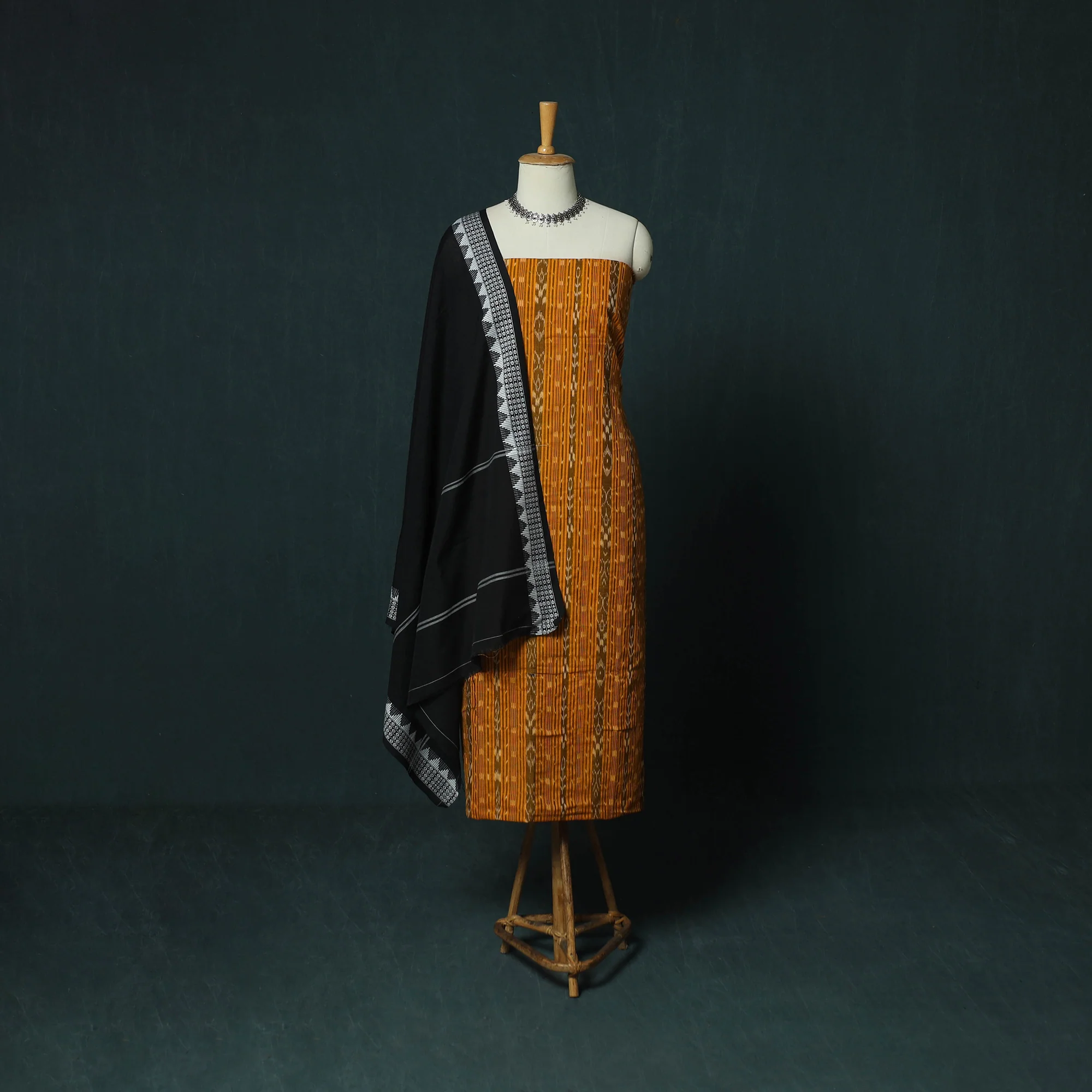 Sambalpuri Ikat Cotton 3pc Unstitched Dress Material Suit Set 33