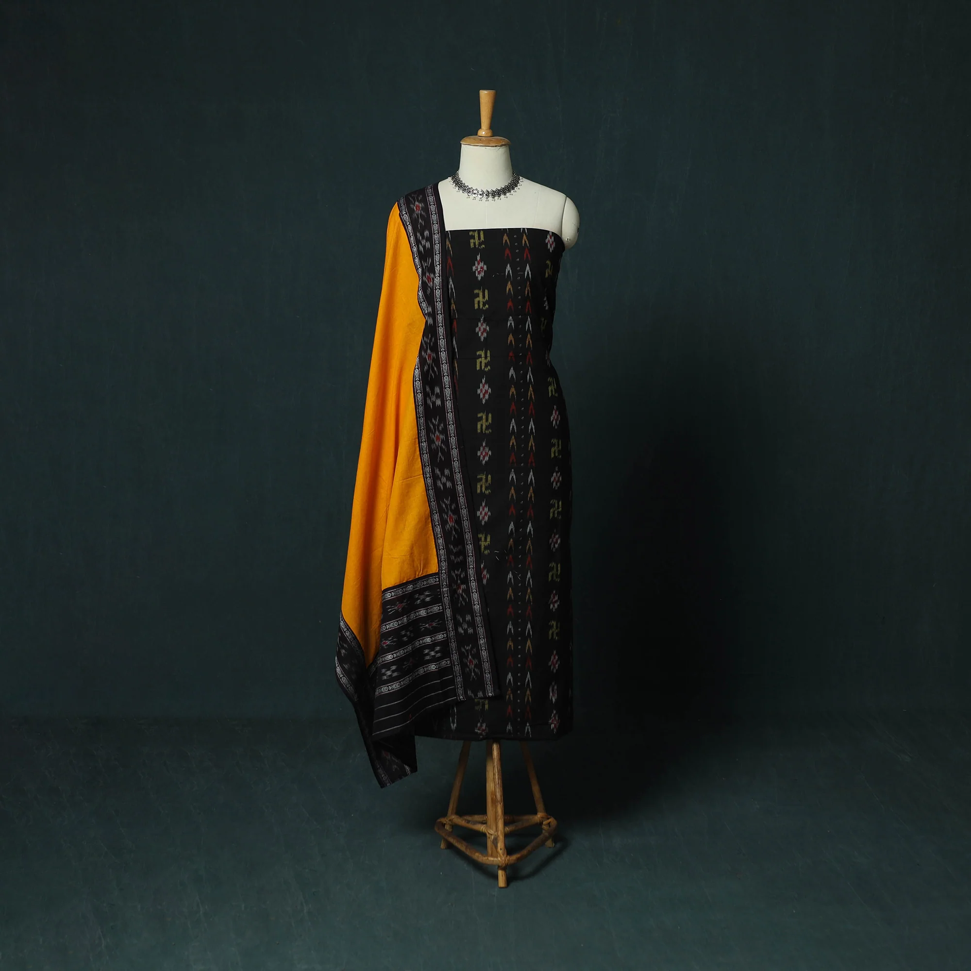 Sambalpuri Ikat Cotton 3pc Unstitched Dress Material Suit Set 38