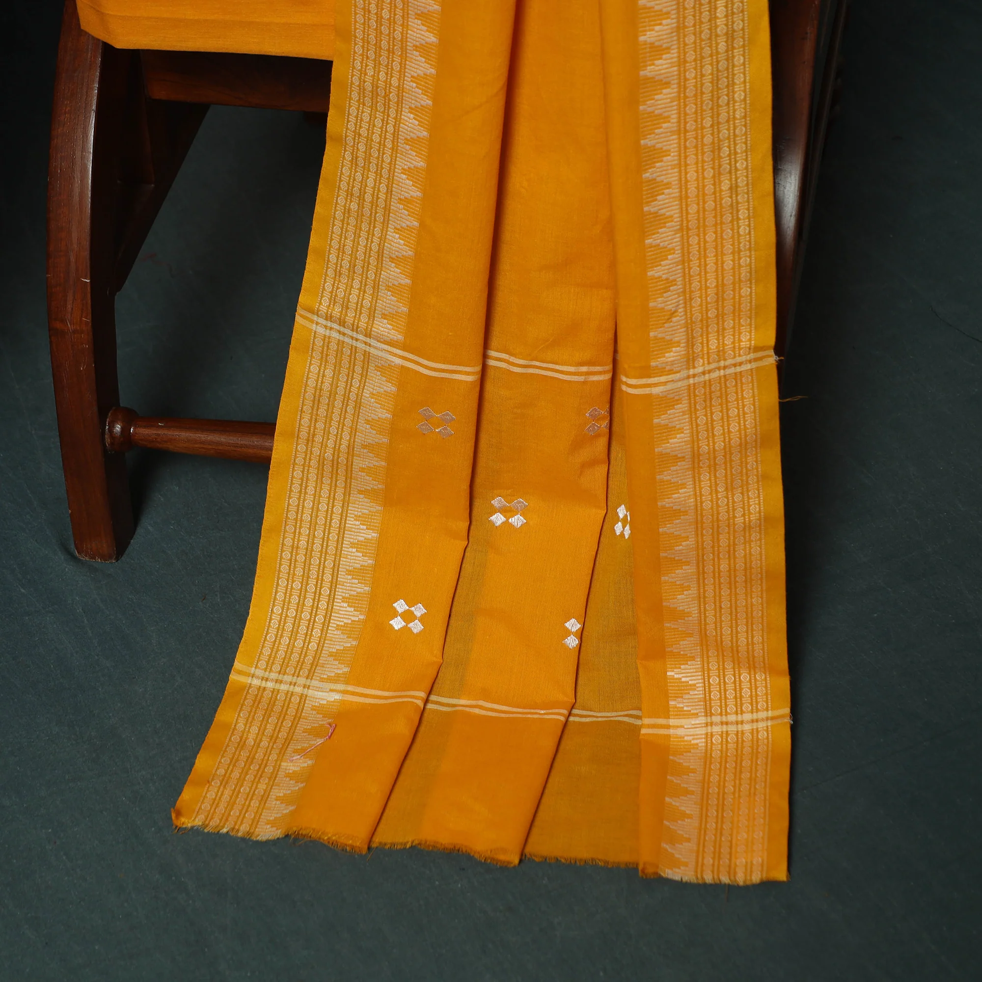 Sambalpuri Ikat Embroidered Cotton 3pc Unstitched Dress Material Suit Set 09 - Image 4