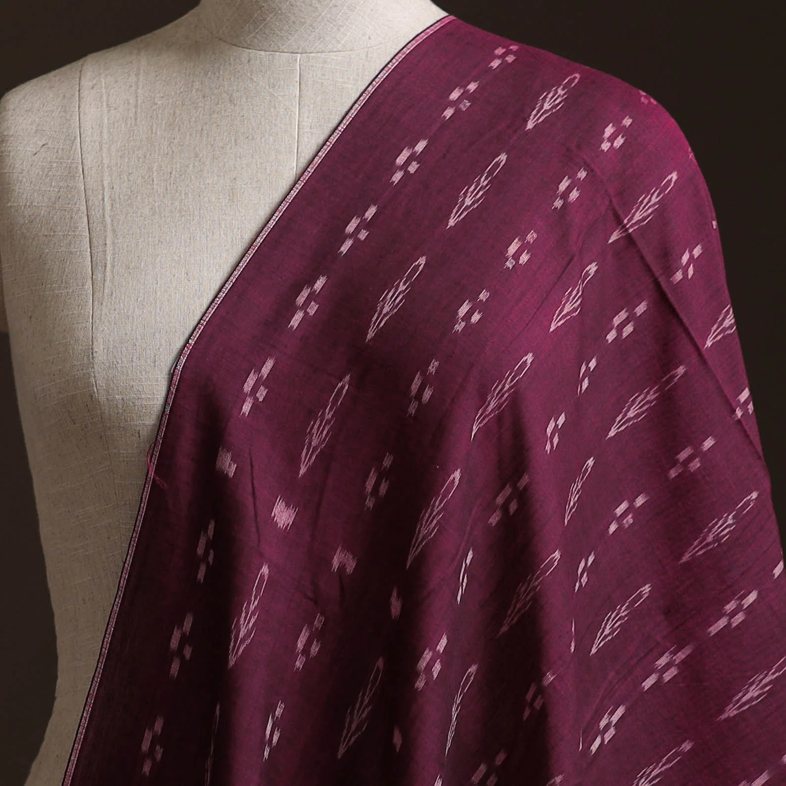 Purple - Sambalpuri Ikat Weave Cotton Fabric 03 - Image 2