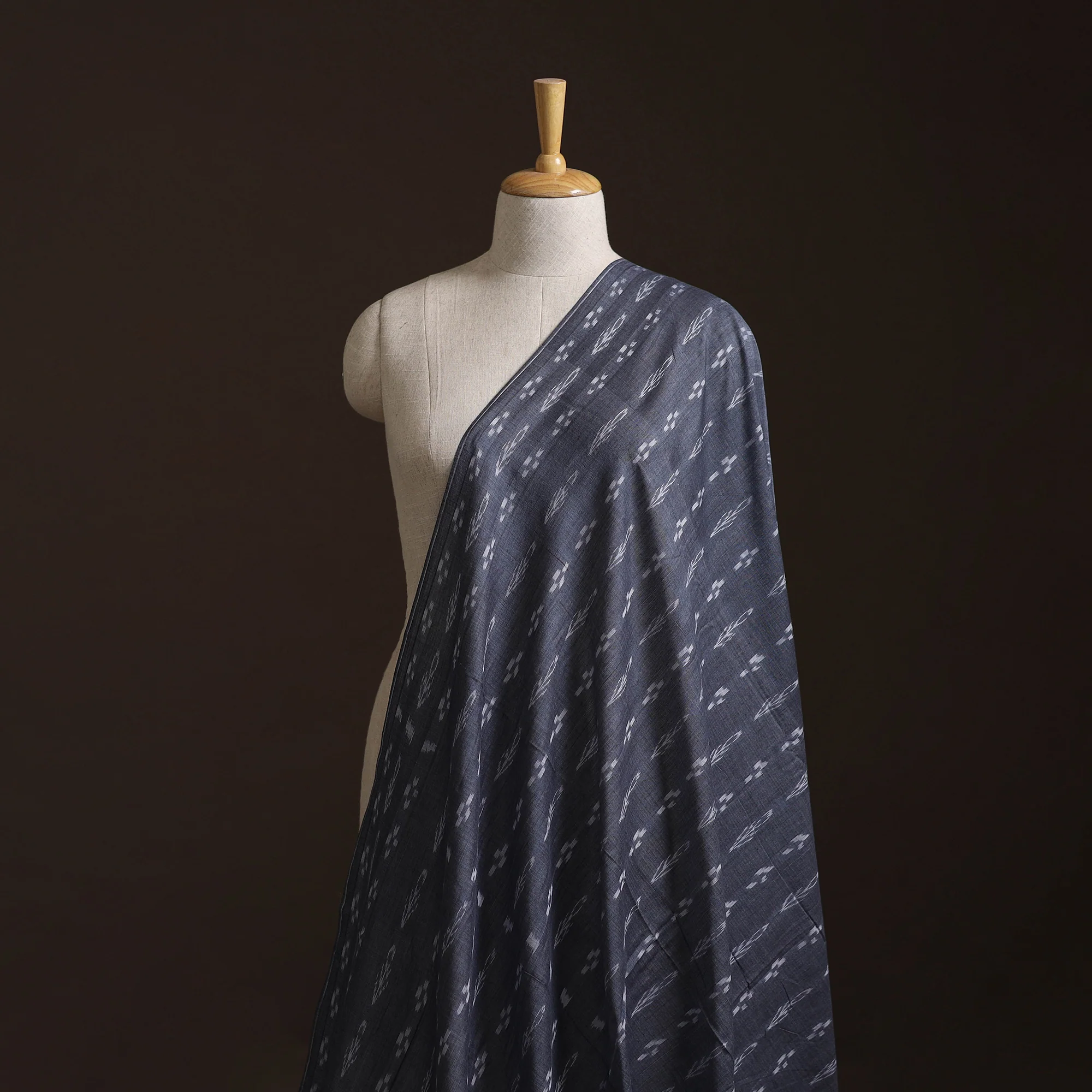 Grey - Sambalpuri Ikat Weave Cotton Fabric 07