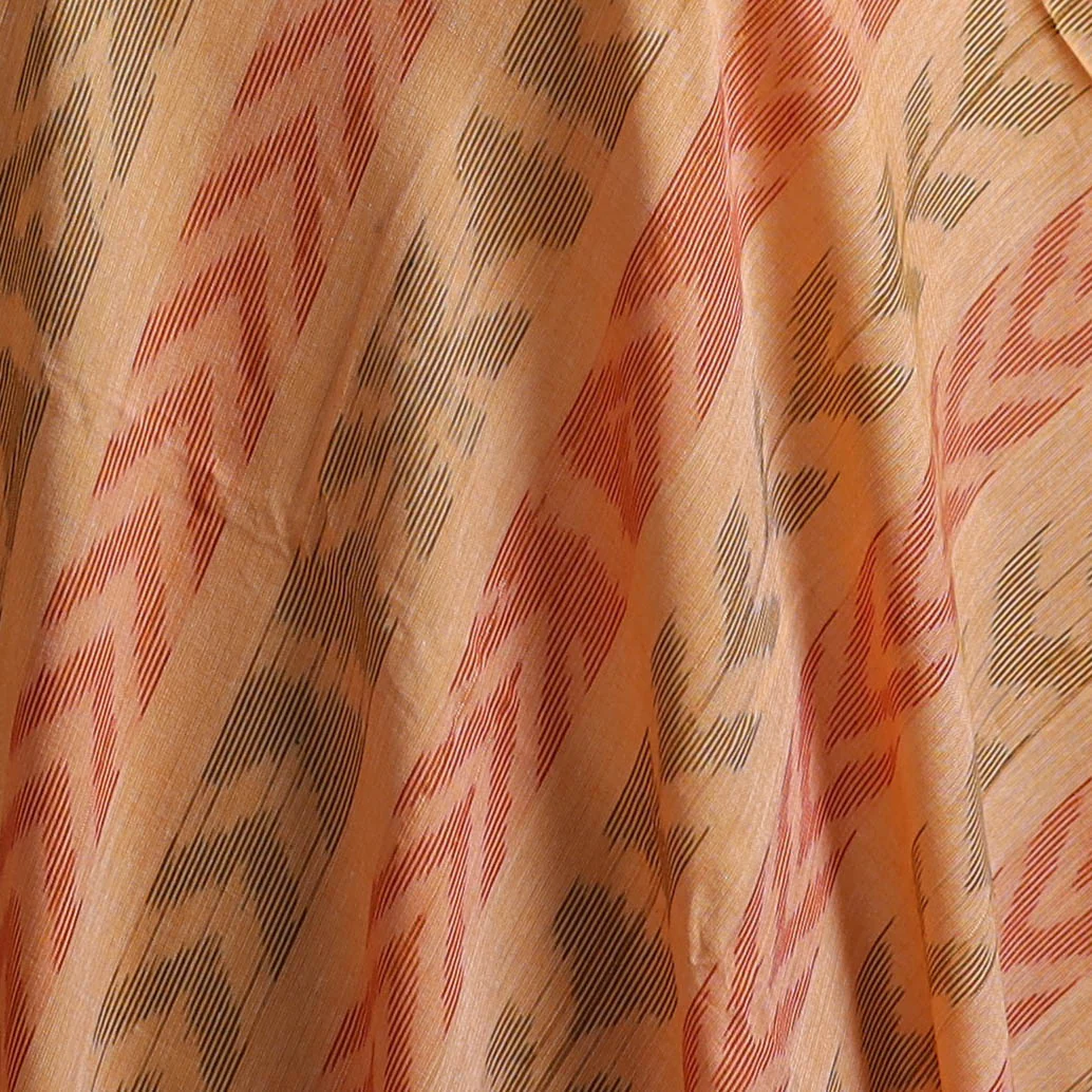 Beige - Sambalpuri Ikat Weave Cotton Fabric 09 - Image 3