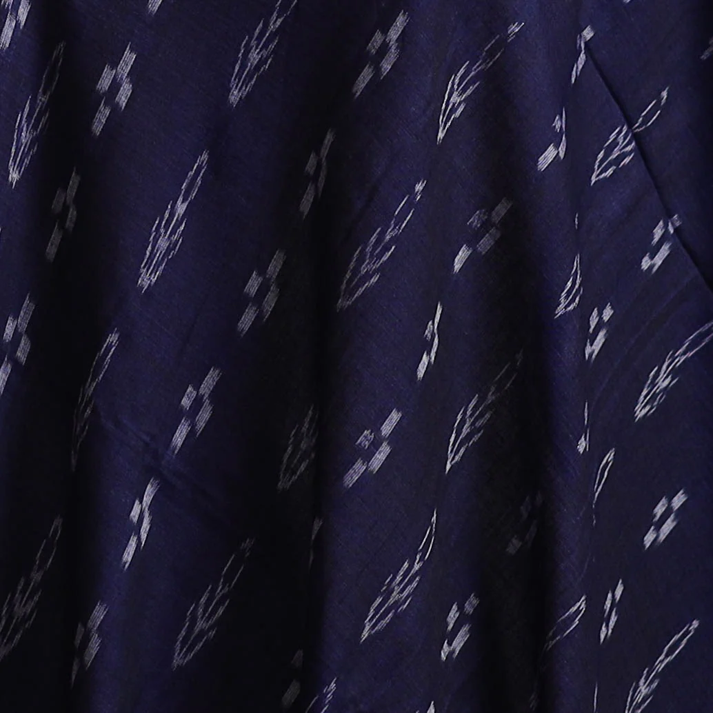 Blue - Sambalpuri Ikat Weave Cotton Fabric 10 - Image 3