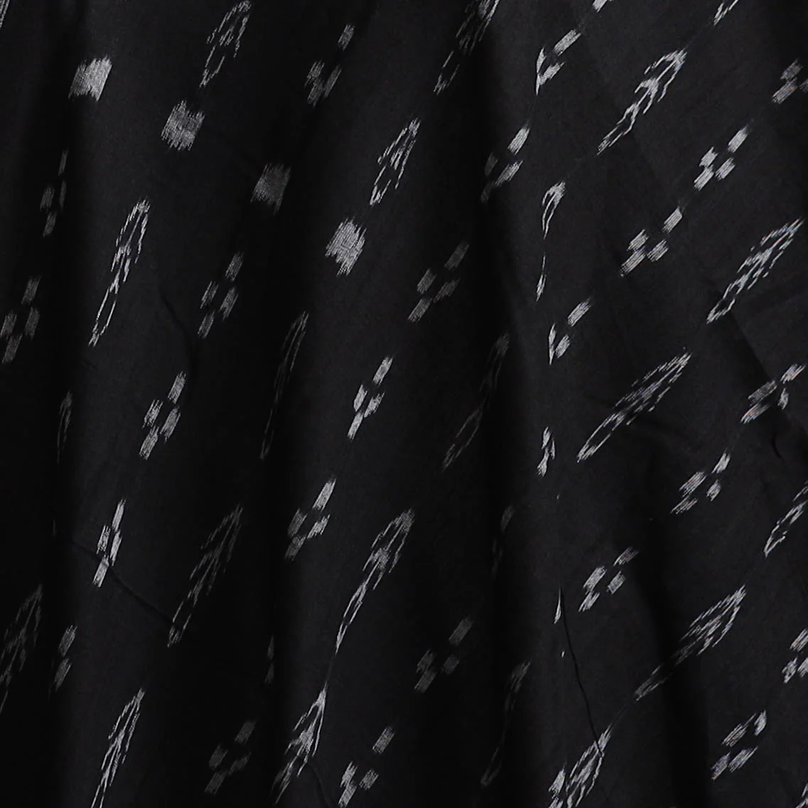 Black - Sambalpuri Ikat Weave Cotton Fabric 11 - Image 3