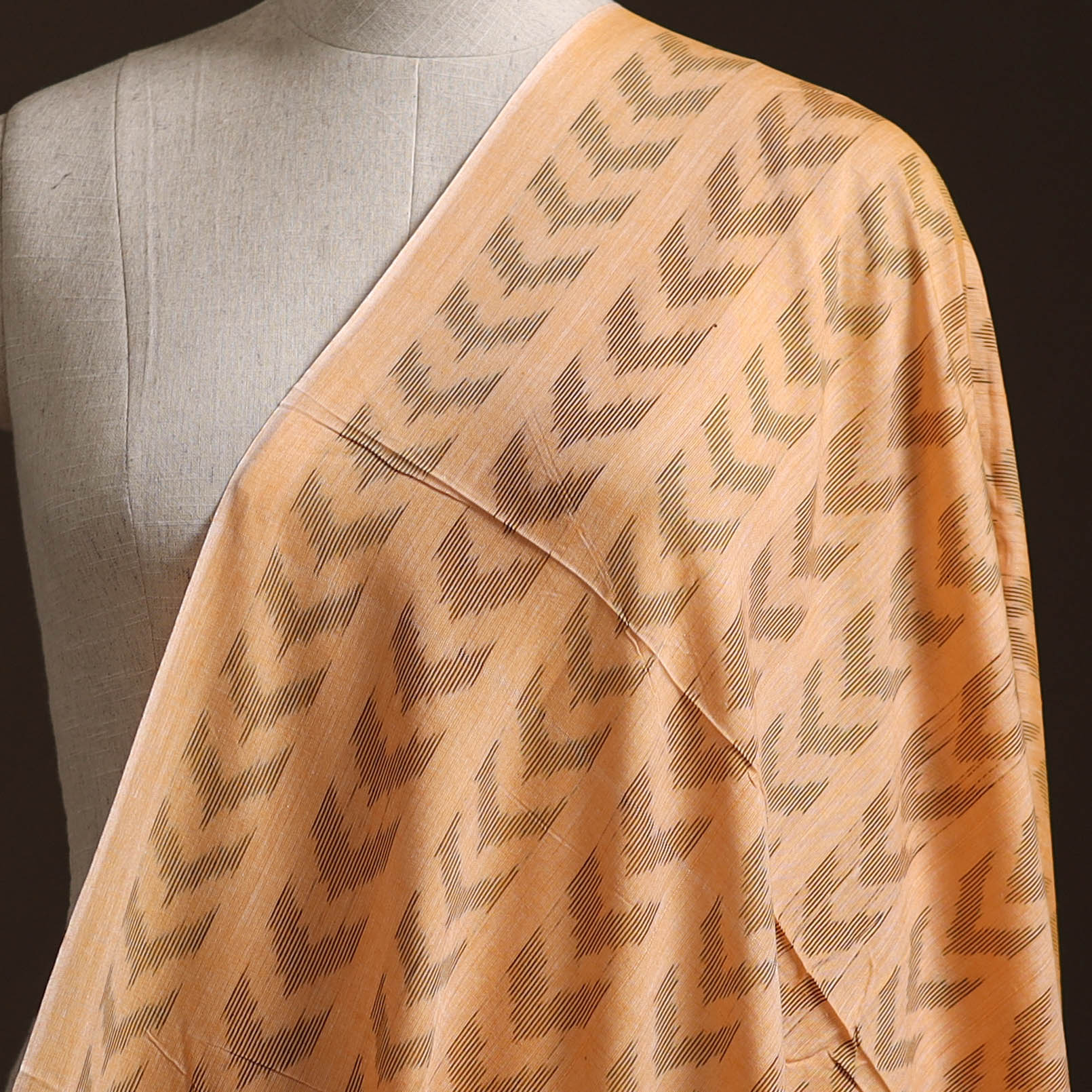 Beige - Sambalpuri Ikat Weave Cotton Fabric 13 - Image 2