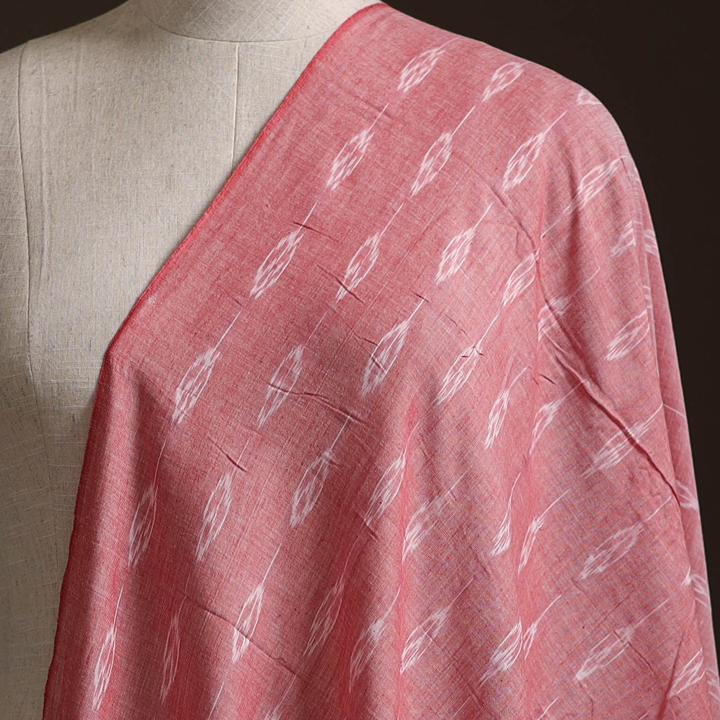 Pink - Sambalpuri Ikat Weave Cotton Fabric 18 - Image 2