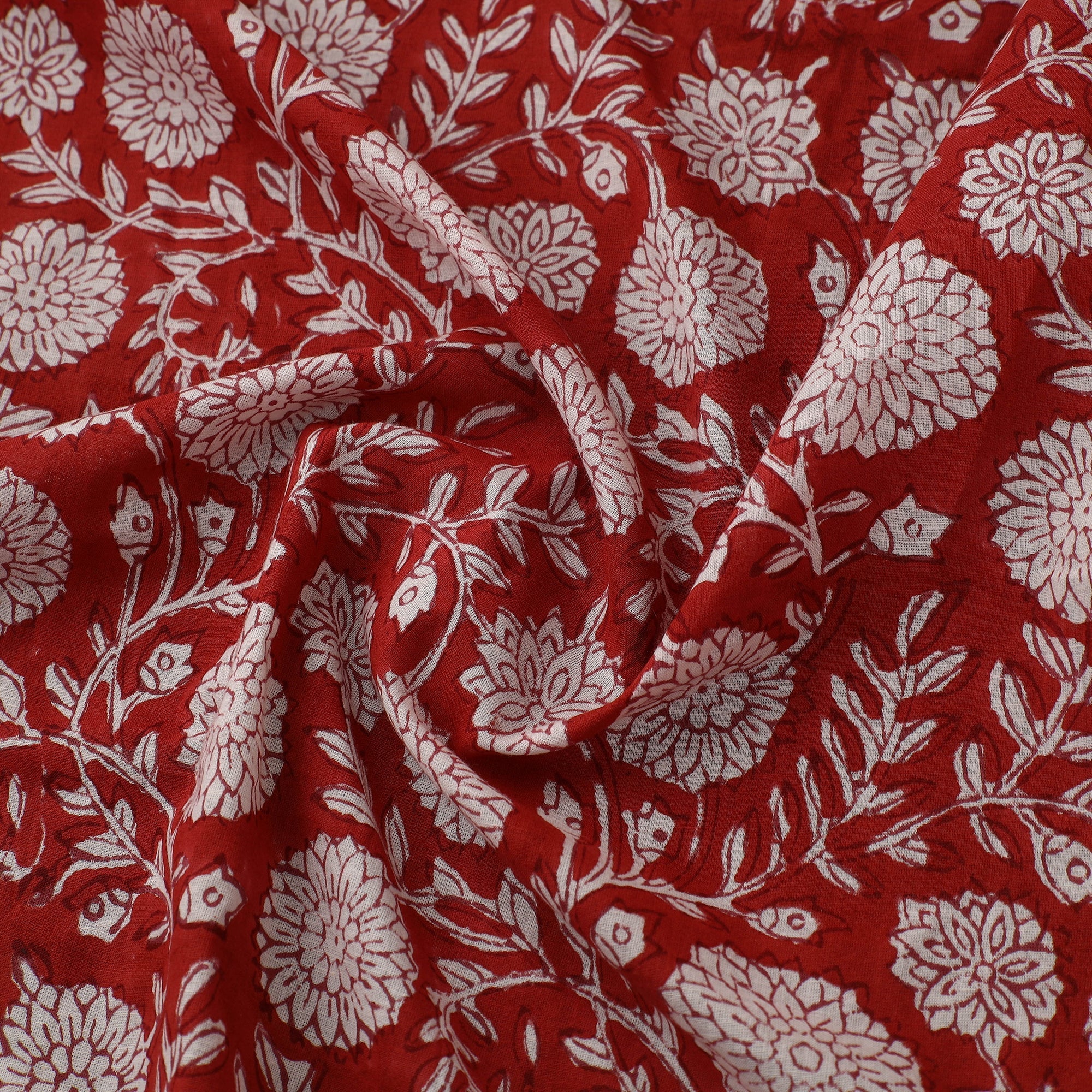 Red - Sanganeri Block Print Cotton Fabric 03 - Image 3