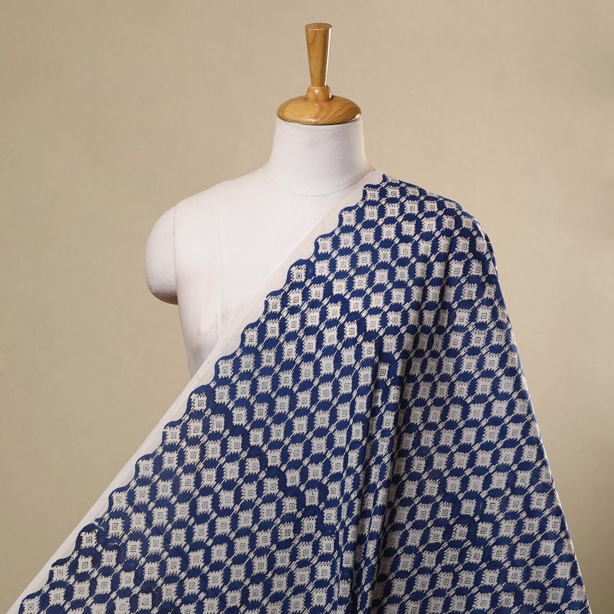 Blue - Sanganeri Block Print Cotton Fabric 07