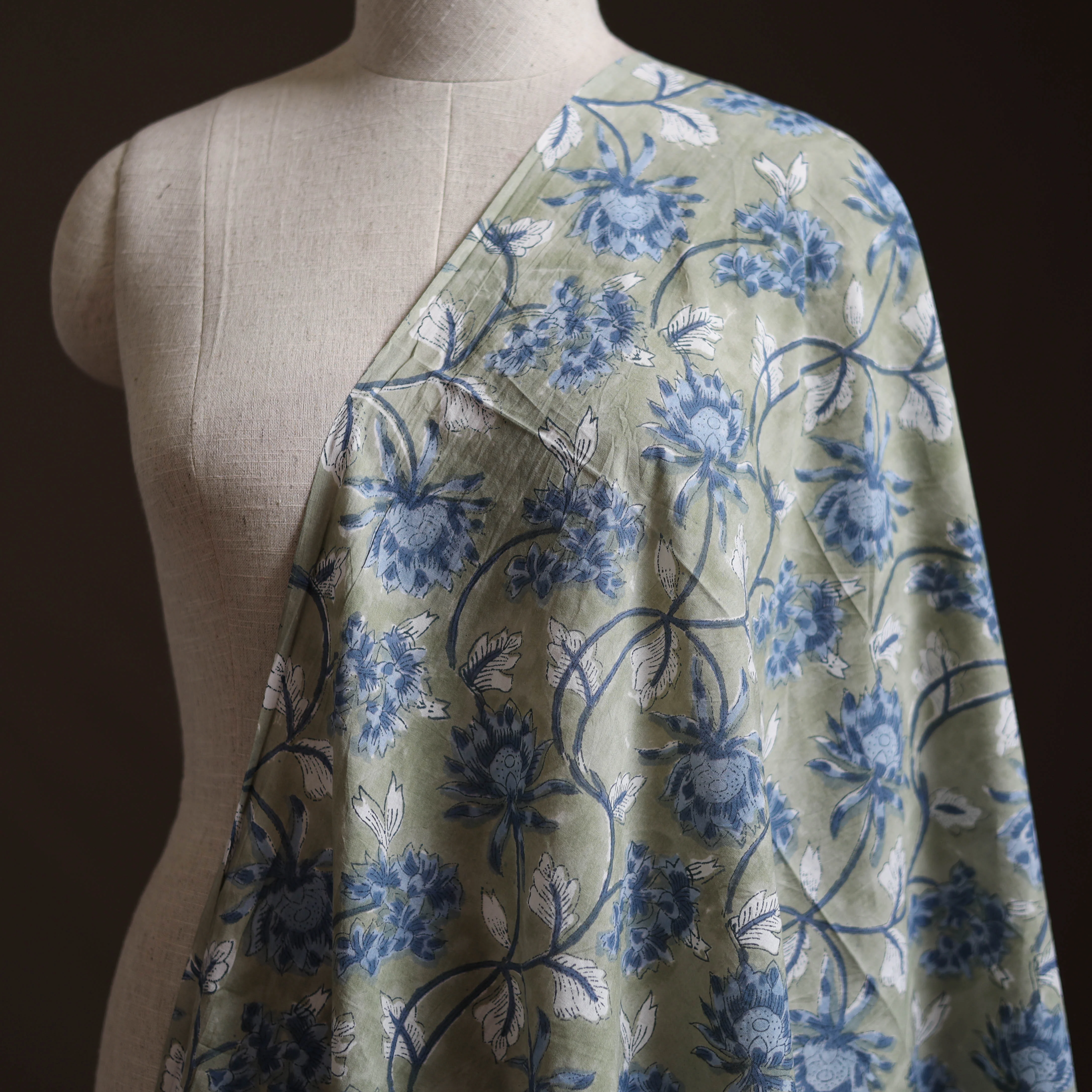 Brown - Sanganeri Block Print Cotton Fabric 09 - Image 2