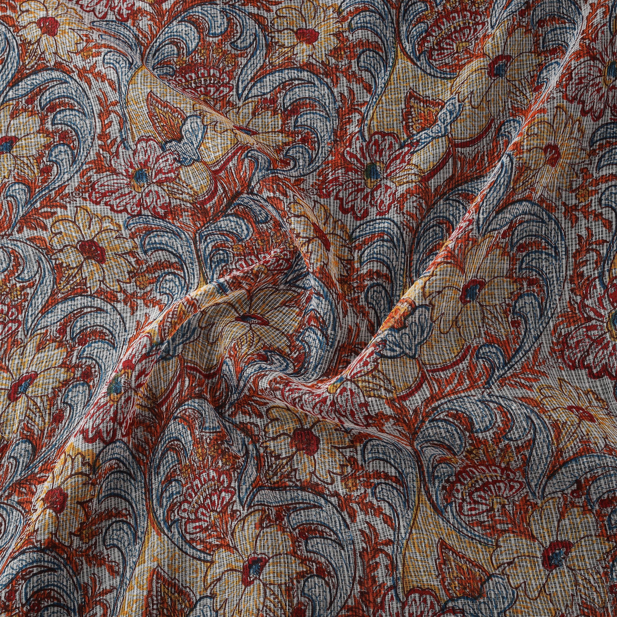 Sanganeri Hand Block Mughal Butta Print Kota Doria Cotton Fabric 10 - Image 3
