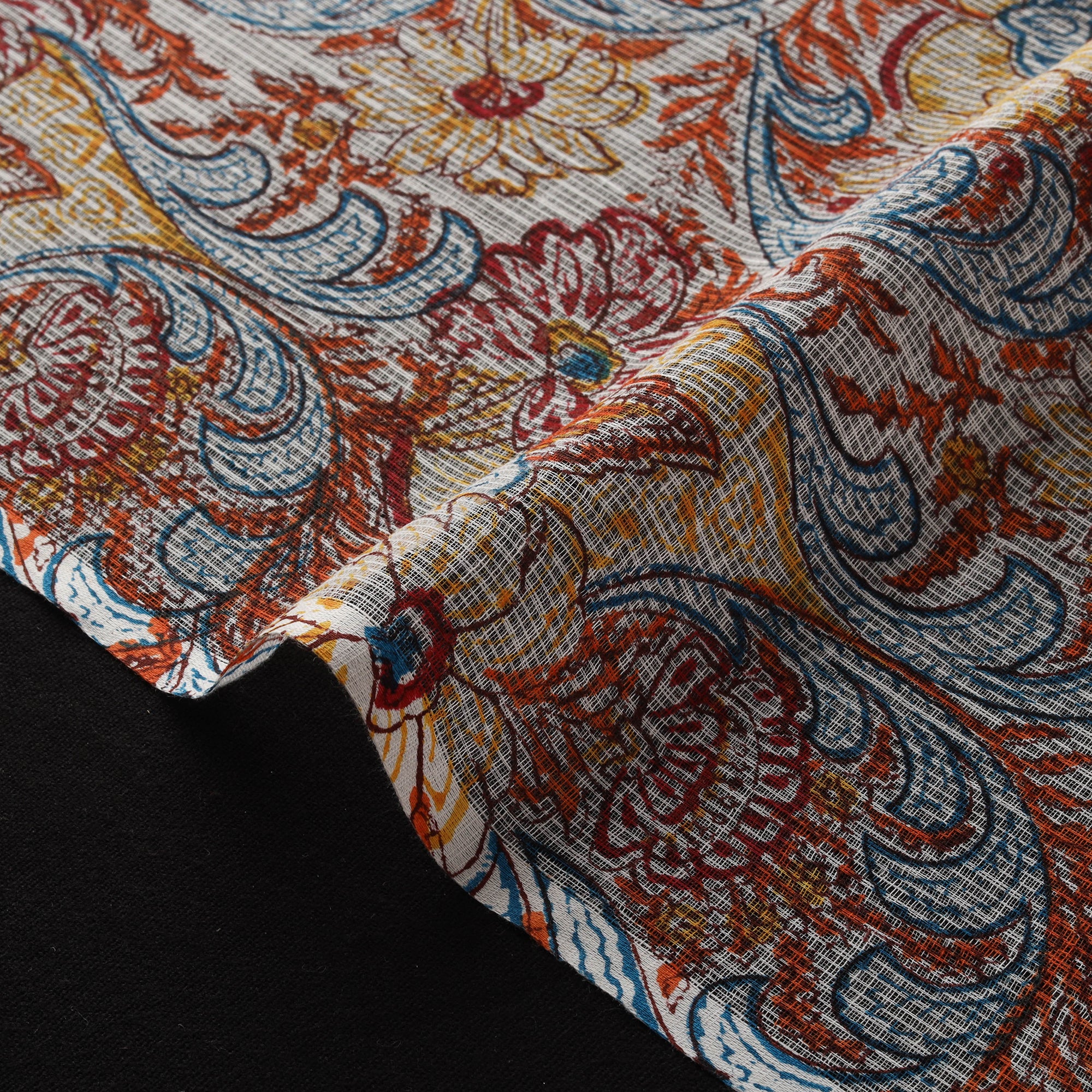 Sanganeri Hand Block Mughal Butta Print Kota Doria Cotton Fabric 10 - Image 4