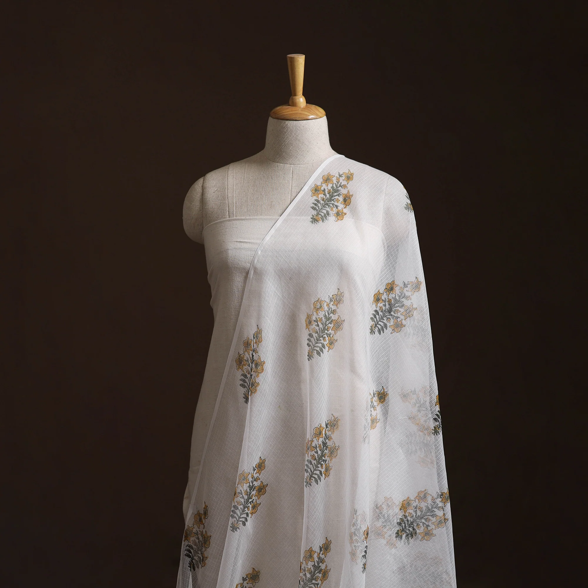 Sanganeri Hand Block Mughal Butta Print Kota Doria Cotton Fabric 11 - Image 2