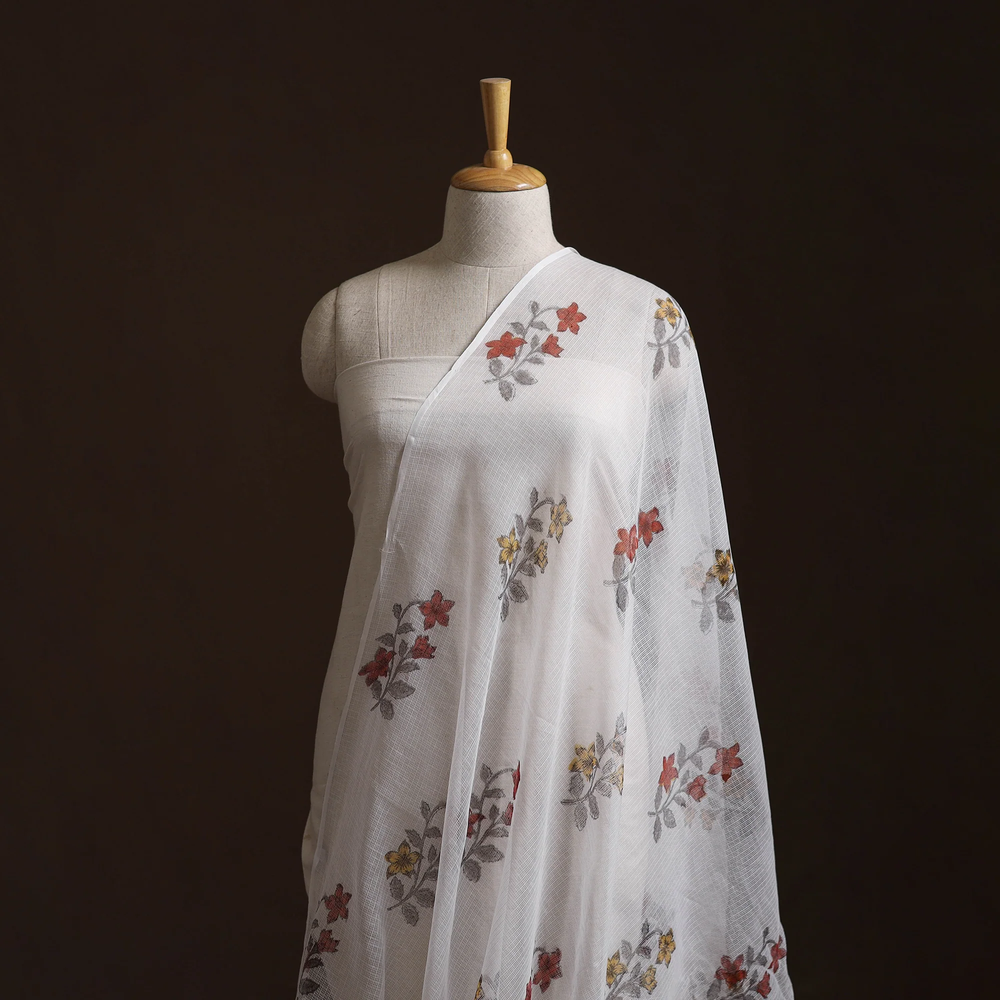 Sanganeri Hand Block Mughal Butta Print Kota Doria Cotton Fabric 12 - Image 2