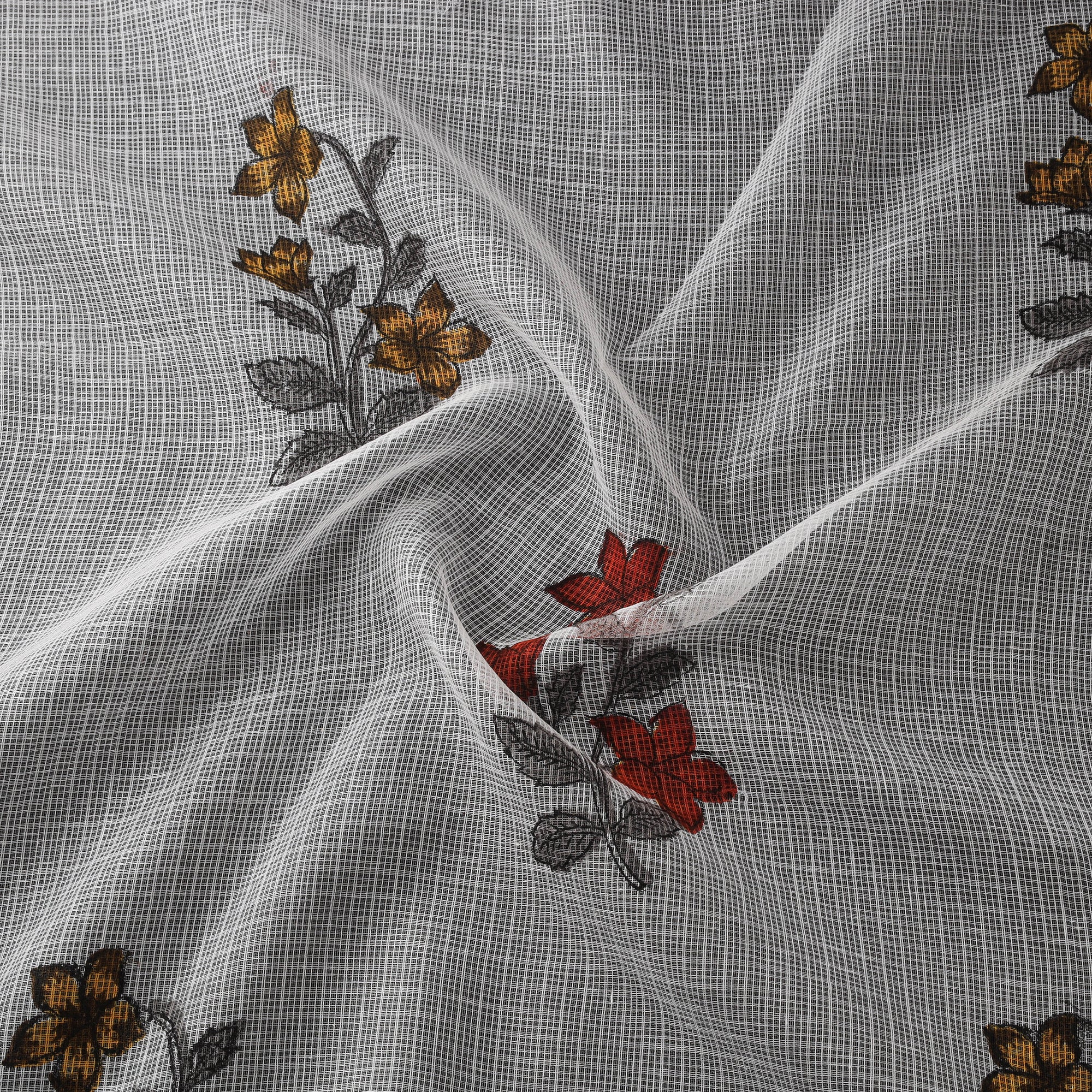 Sanganeri Hand Block Mughal Butta Print Kota Doria Cotton Fabric 12 - Image 3