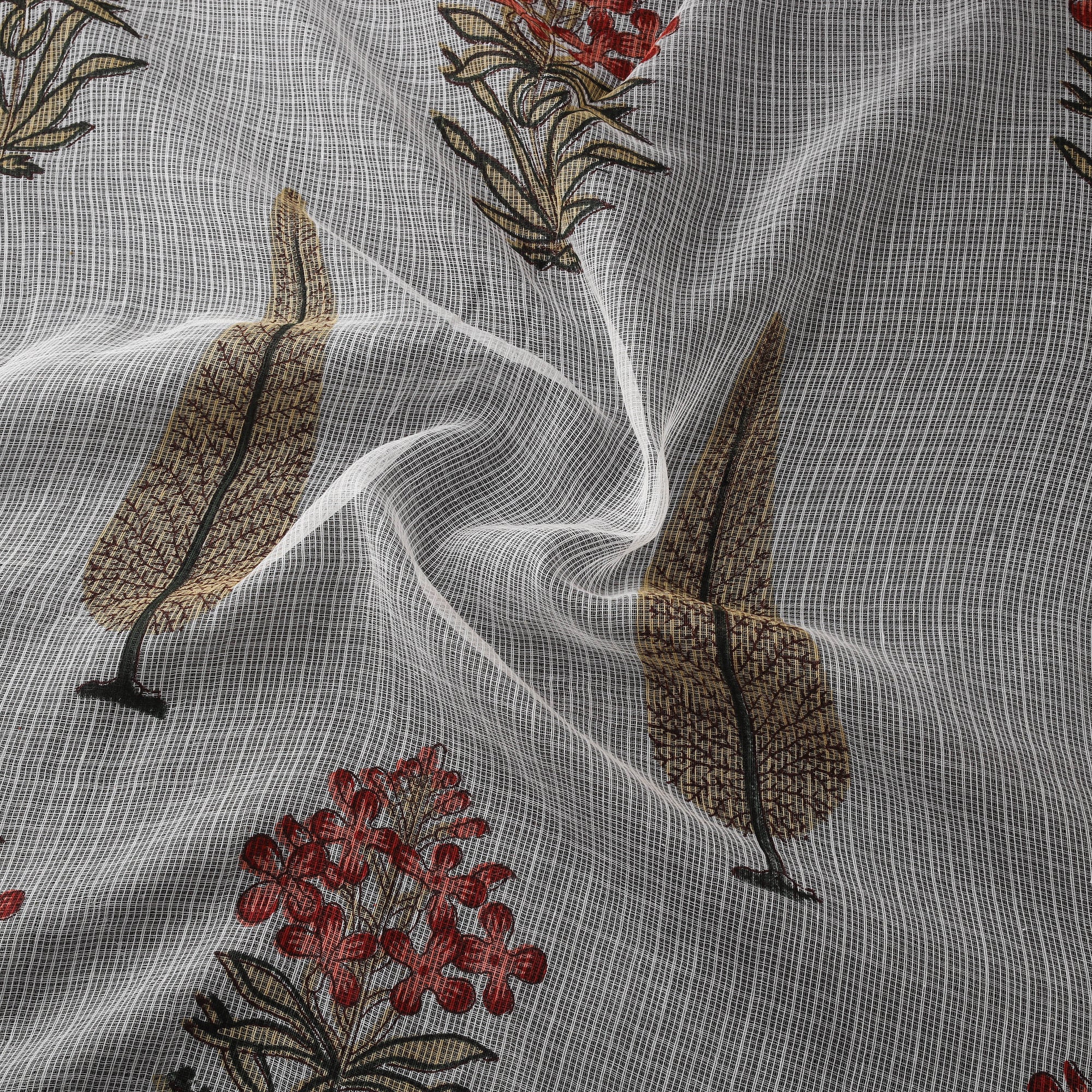Sanganeri Hand Block Mughal Butta Print Kota Doria Cotton Fabric 14 - Image 3