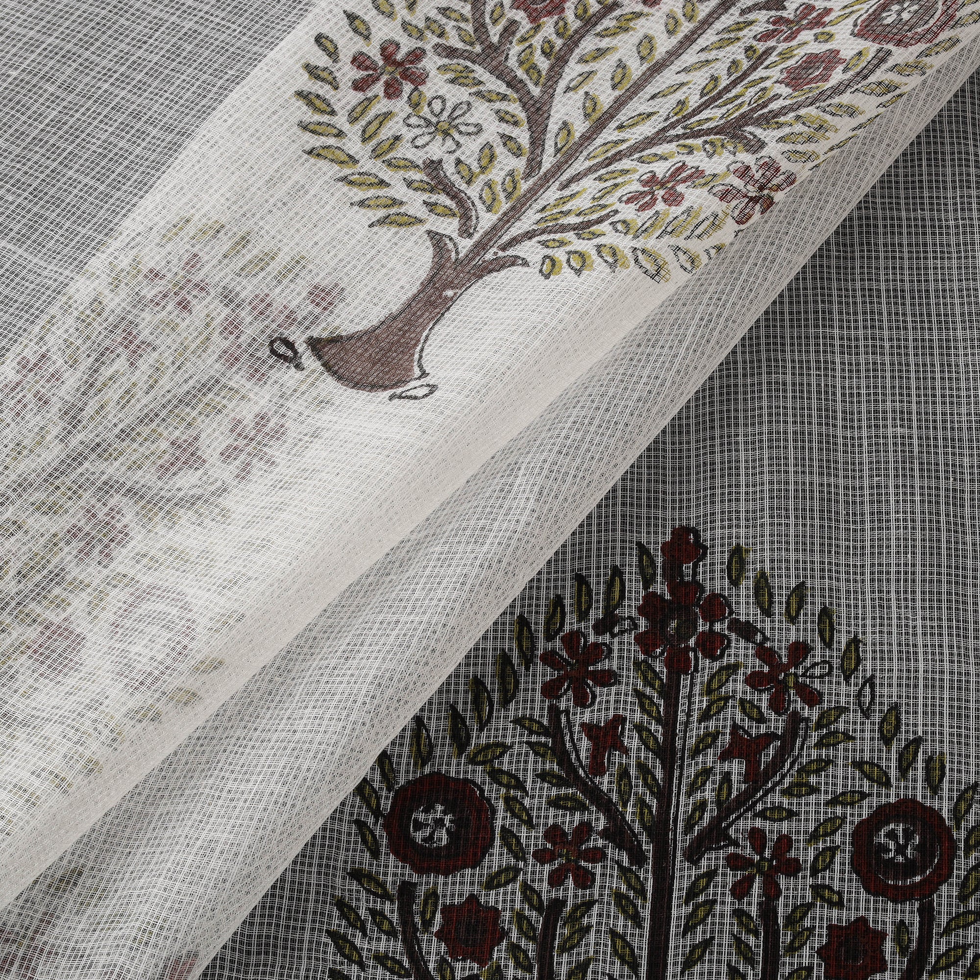 Sanganeri Hand Block Mughal Butta Print Kota Doria Cotton Fabric 15