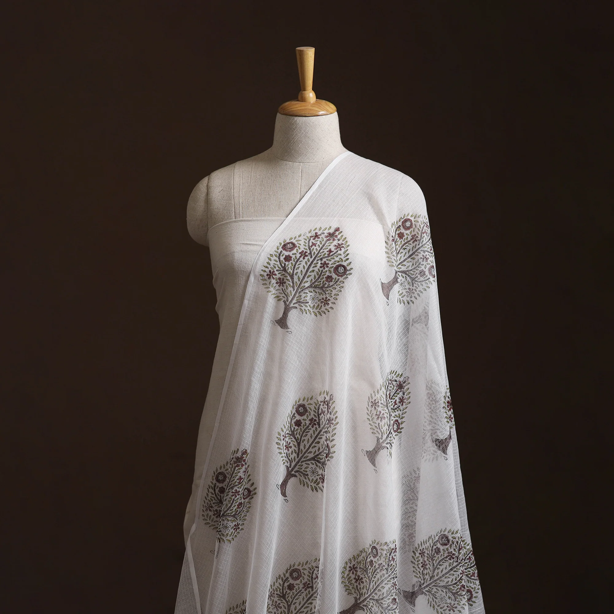 Sanganeri Hand Block Mughal Butta Print Kota Doria Cotton Fabric 15 - Image 2