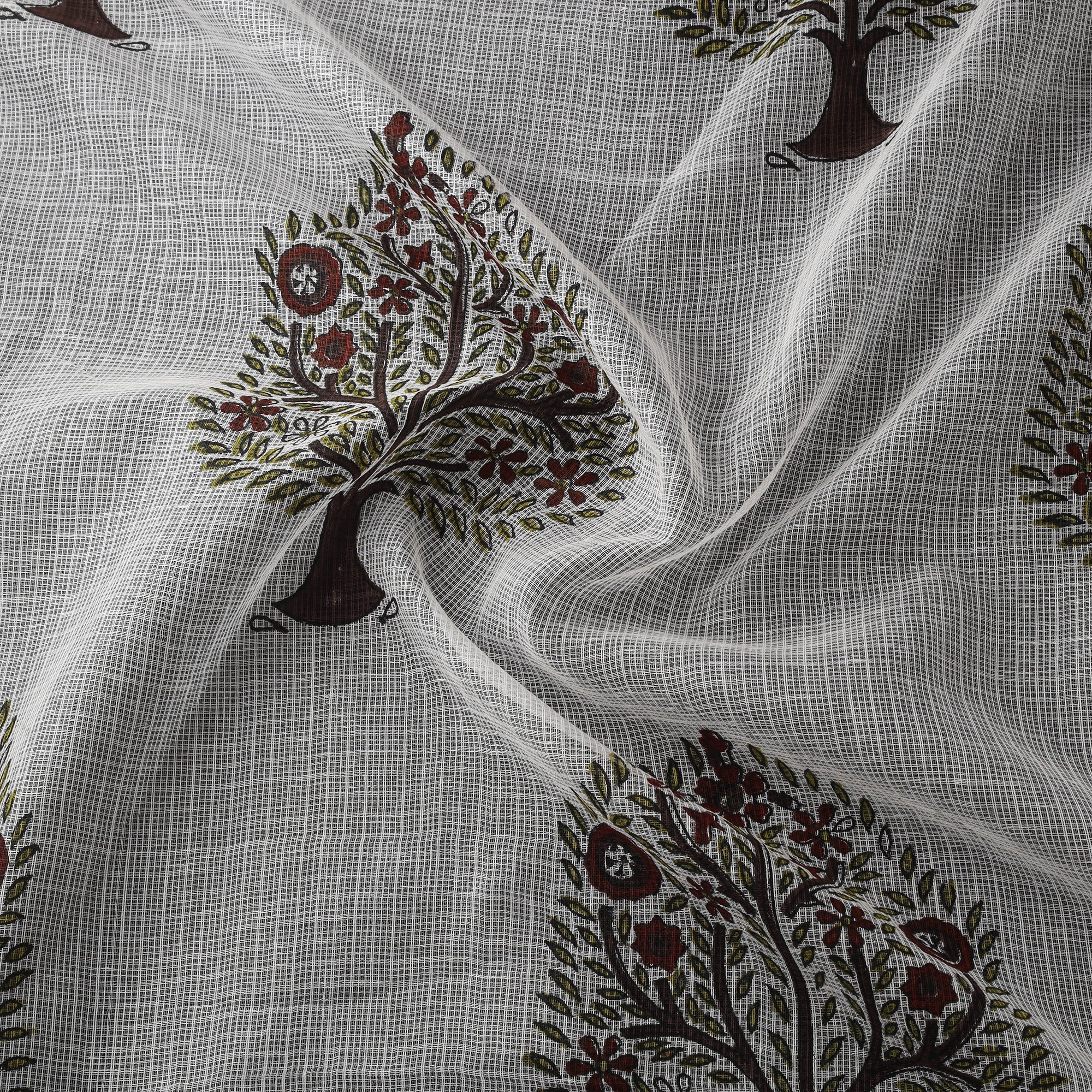 Sanganeri Hand Block Mughal Butta Print Kota Doria Cotton Fabric 15 - Image 3