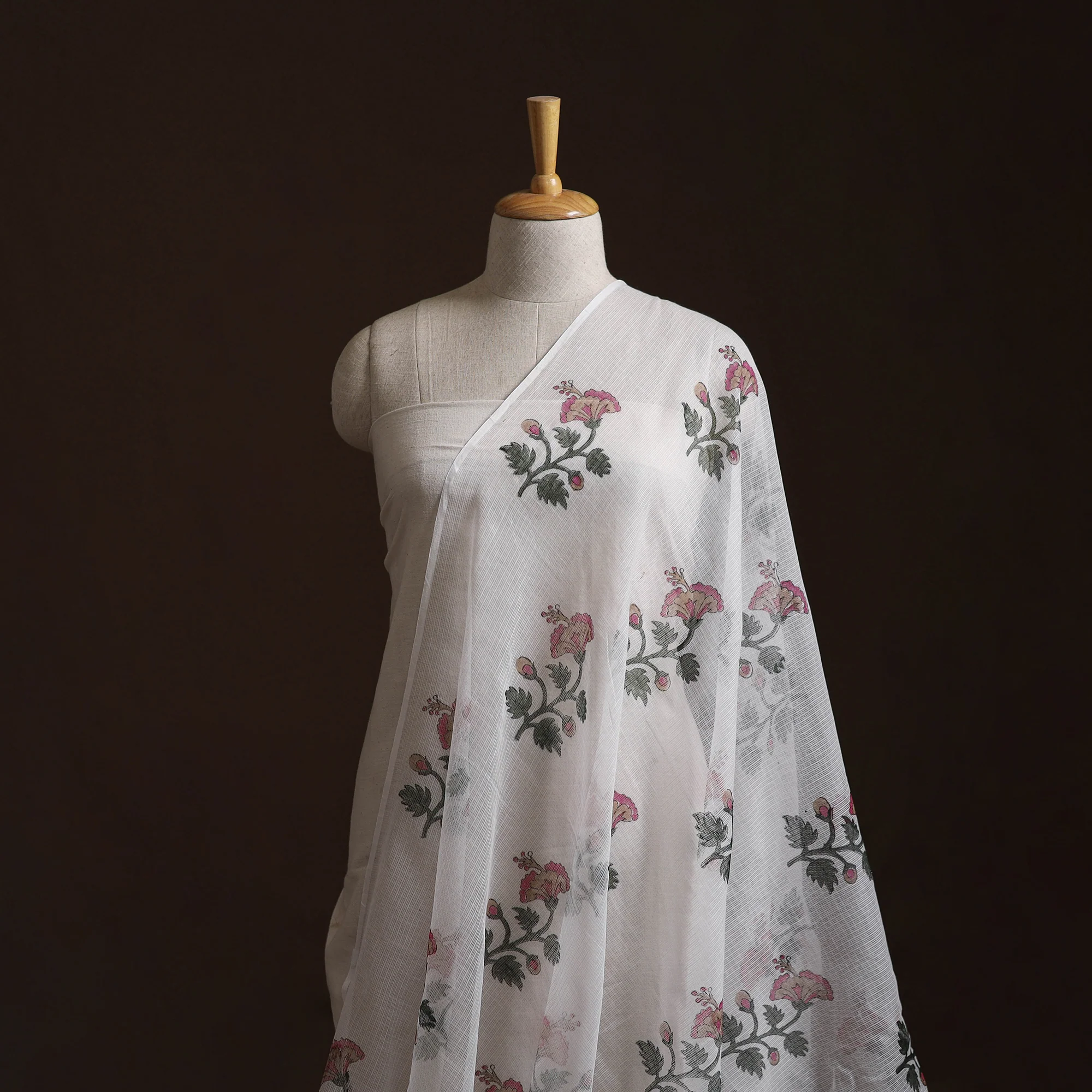 Sanganeri Hand Block Mughal Butta Print Kota Doria Cotton Fabric 17 - Image 2