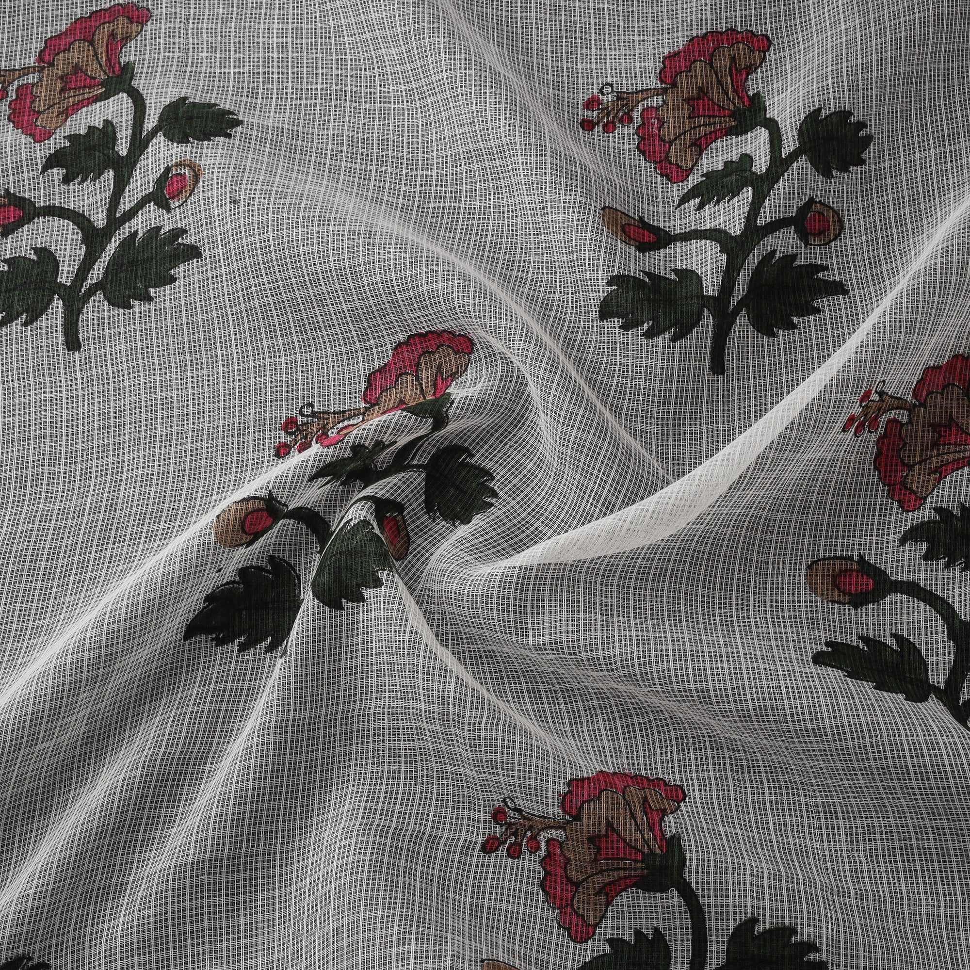 Sanganeri Hand Block Mughal Butta Print Kota Doria Cotton Fabric 17 - Image 3