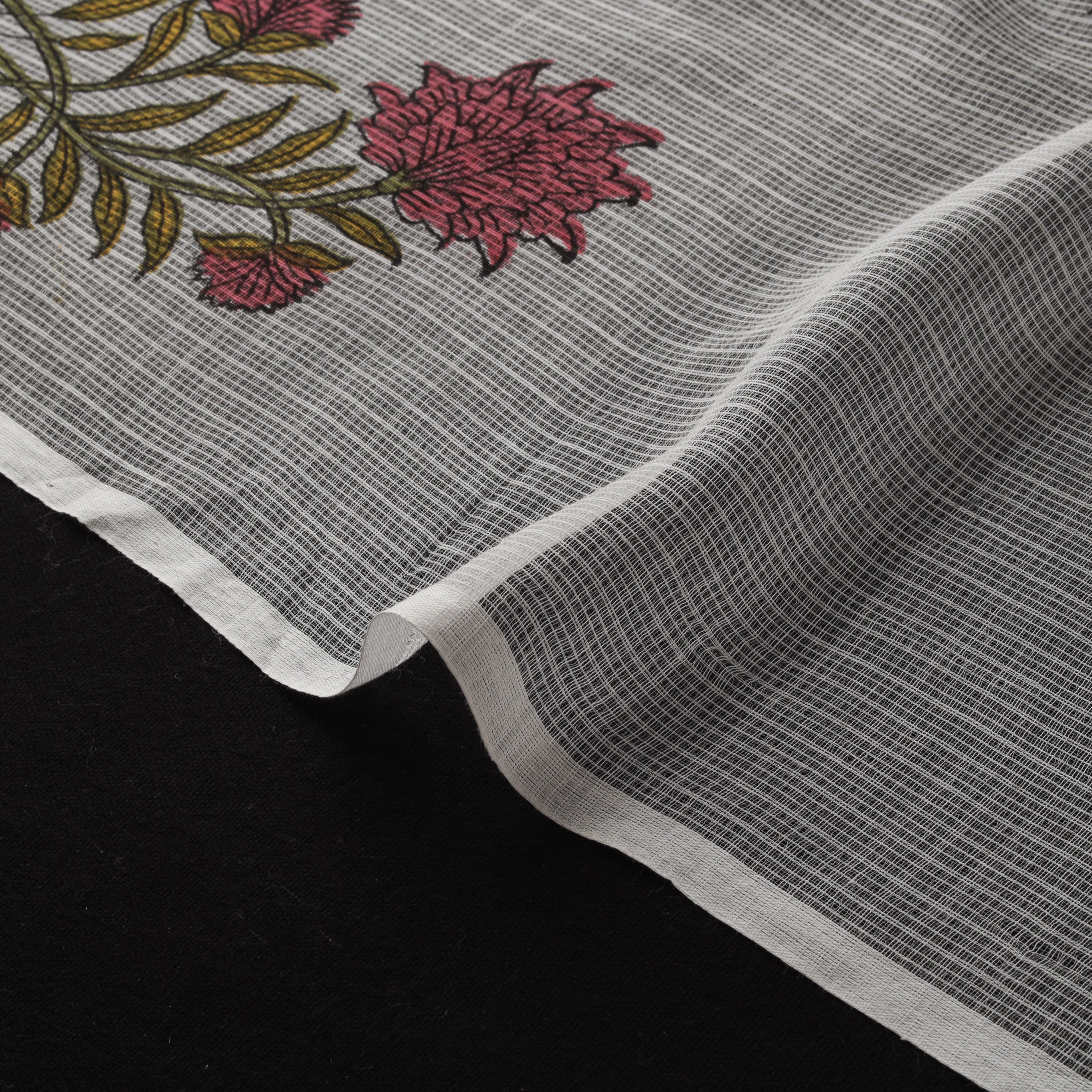 Sanganeri Hand Block Mughal Butta Print Kota Doria Cotton Fabric 18 - Image 4