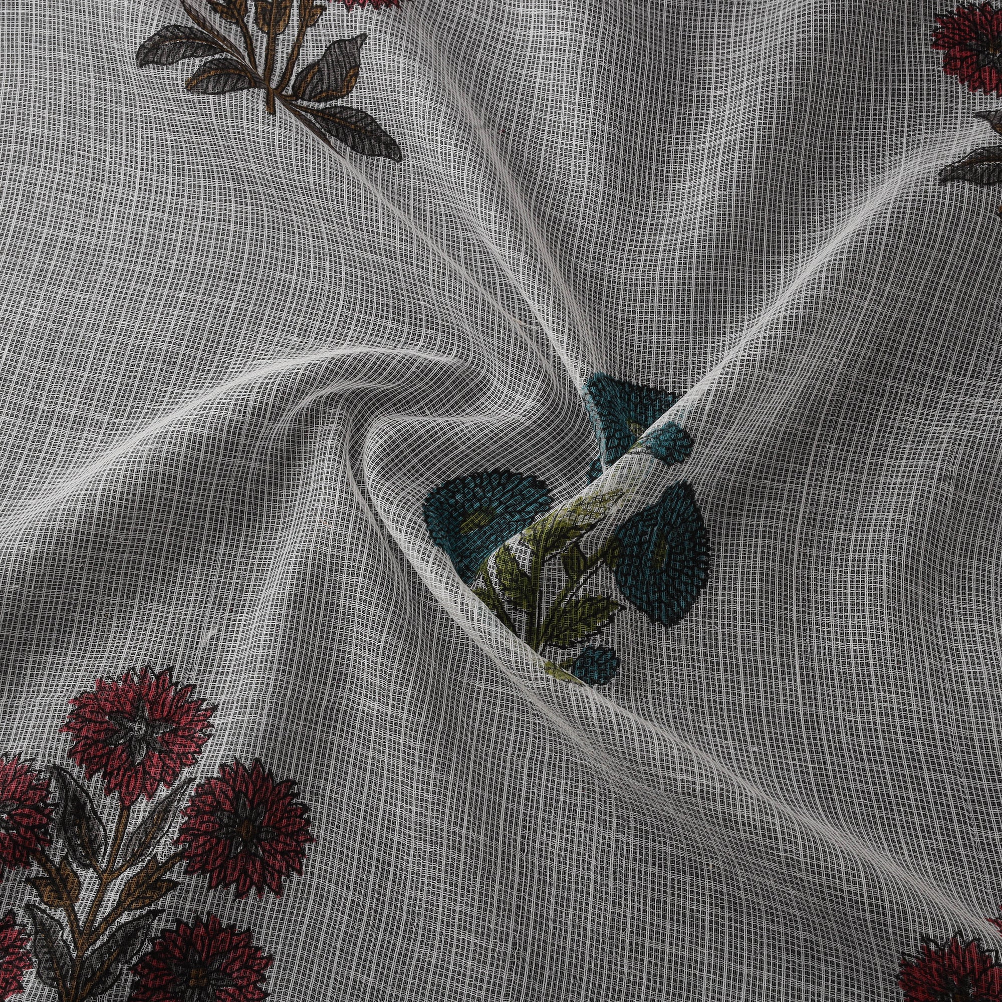 Sanganeri Hand Block Mughal Butta Print Kota Doria Cotton Fabric 20 - Image 3
