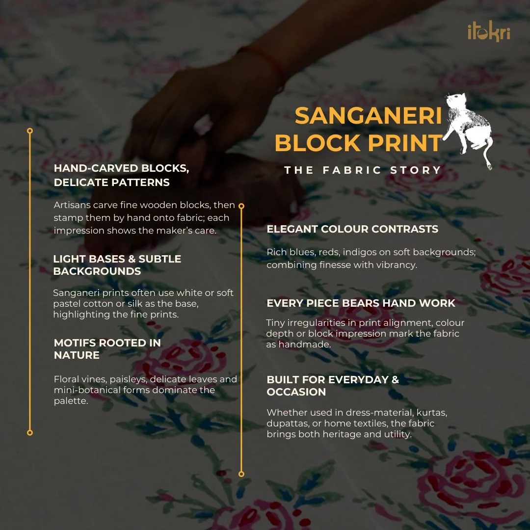 Sanganeri Hand Block Mughal Butta Print Kota Doria Cotton Fabric 20 - Image 5