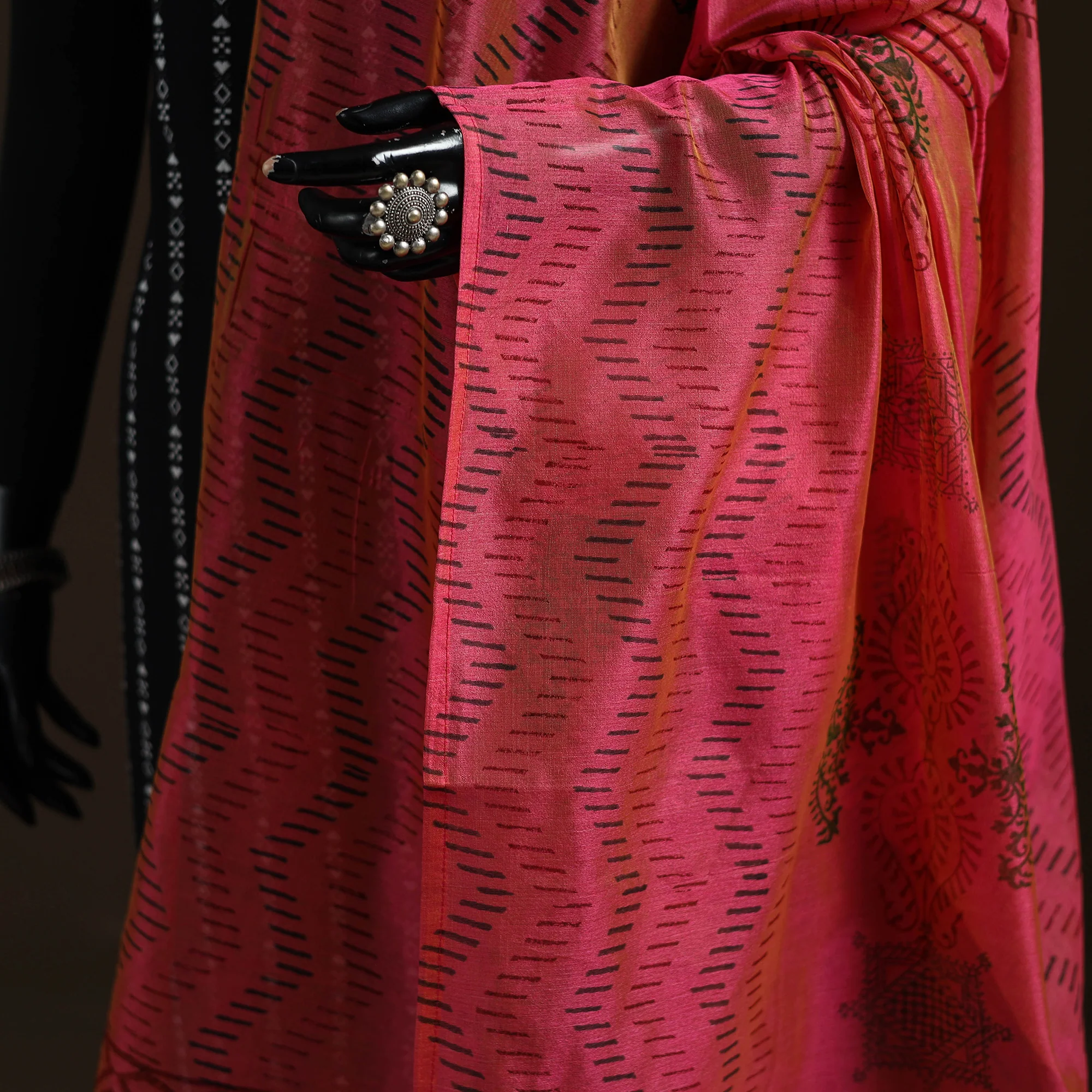 Sanganeri Hand Block Print Chanderi Silk Dupatta 50 - Image 3