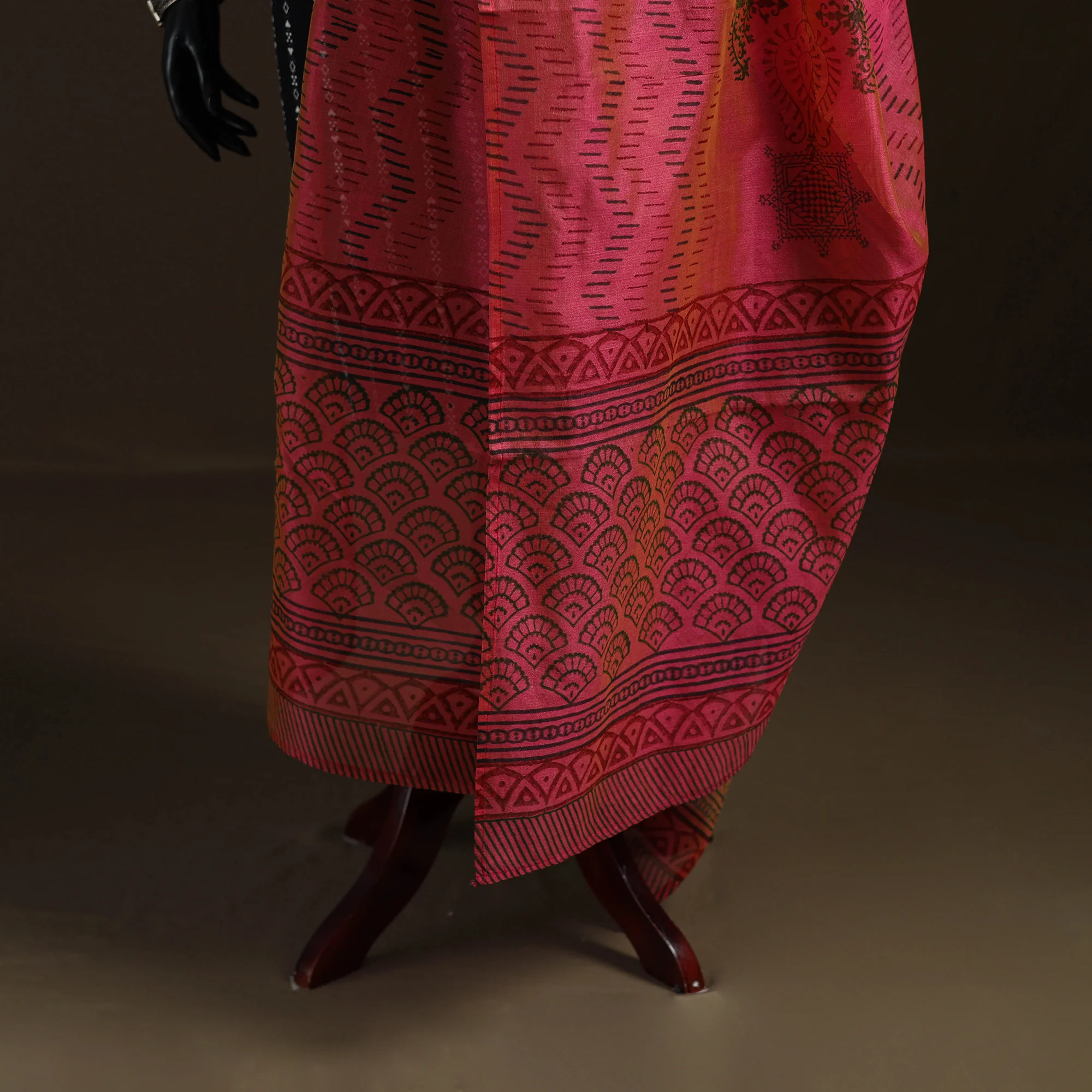 Sanganeri Hand Block Print Chanderi Silk Dupatta 50 - Image 4