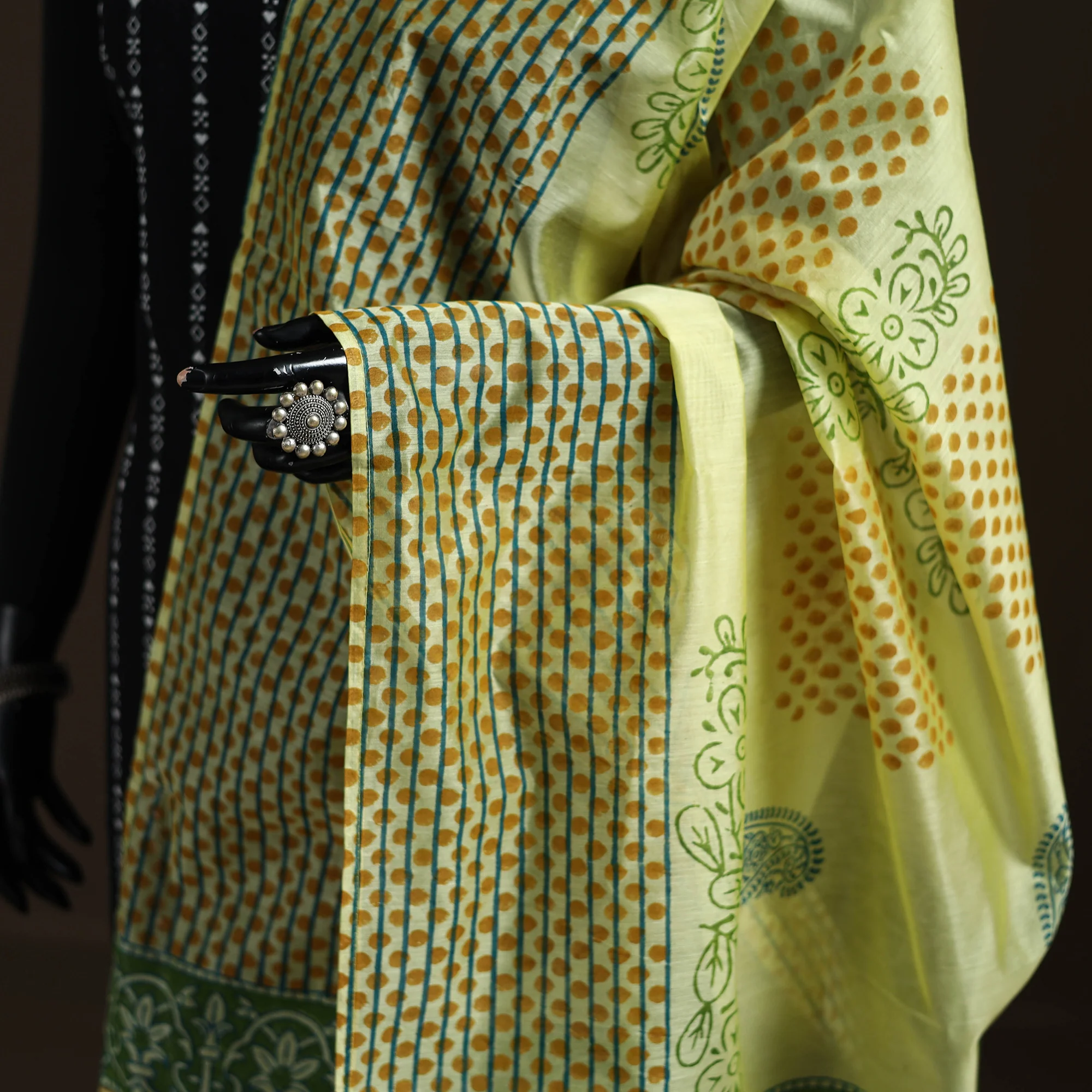 Sanganeri Hand Block Print Chanderi Silk Dupatta 52 - Image 3