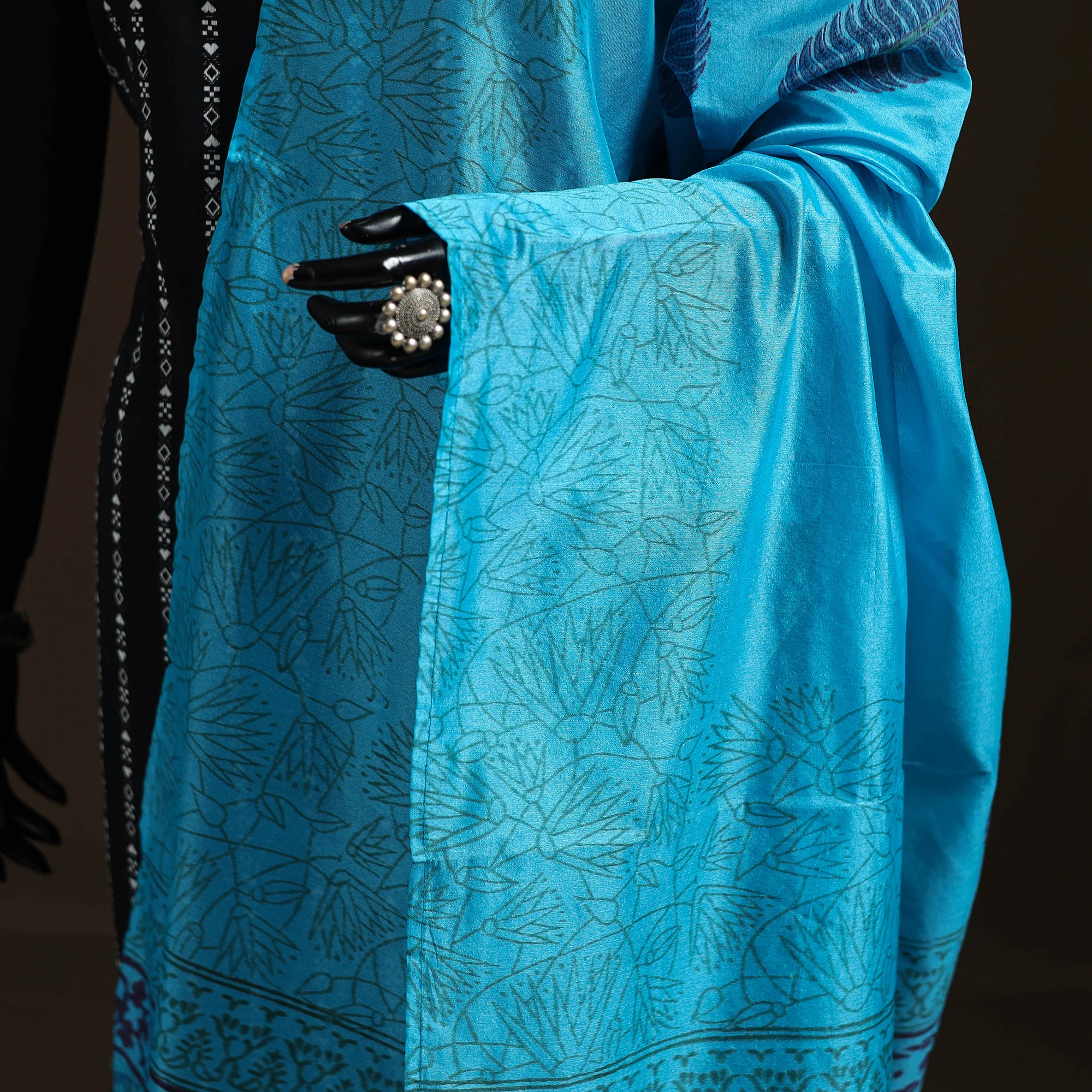 Sanganeri Hand Block Print Chanderi Silk Dupatta 57 - Image 3