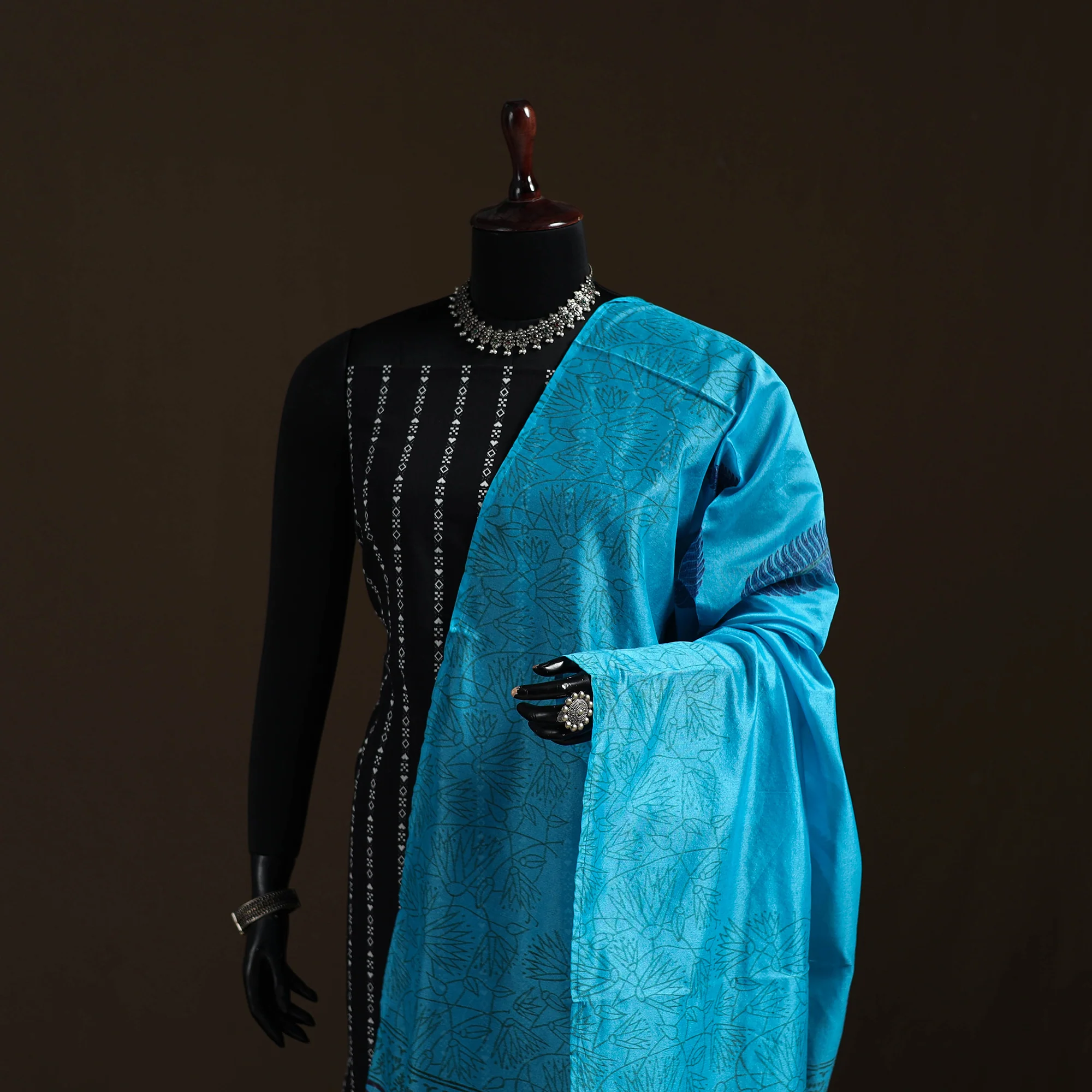 Sanganeri Hand Block Print Chanderi Silk Dupatta 57 - Image 4