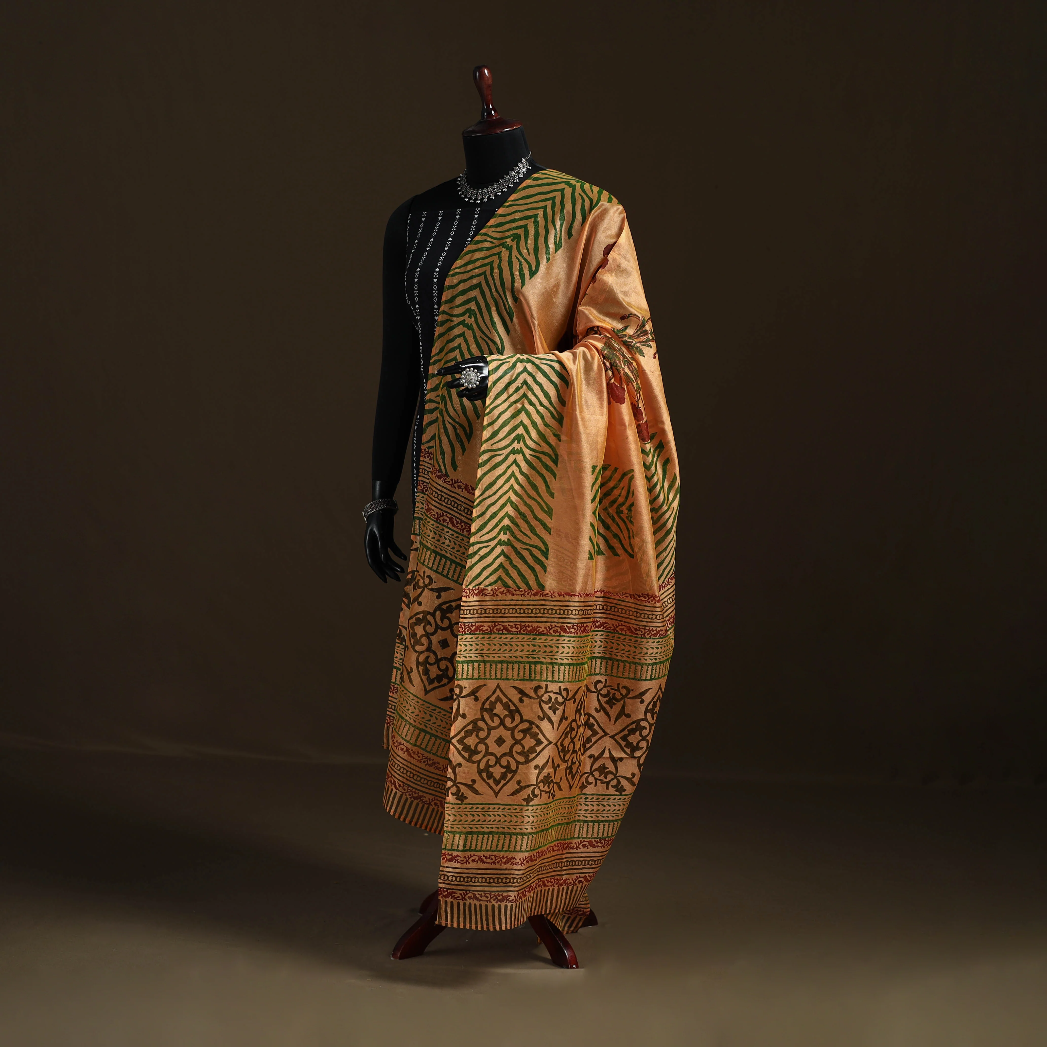 Sanganeri Hand Block Print Chanderi Silk Dupatta 58