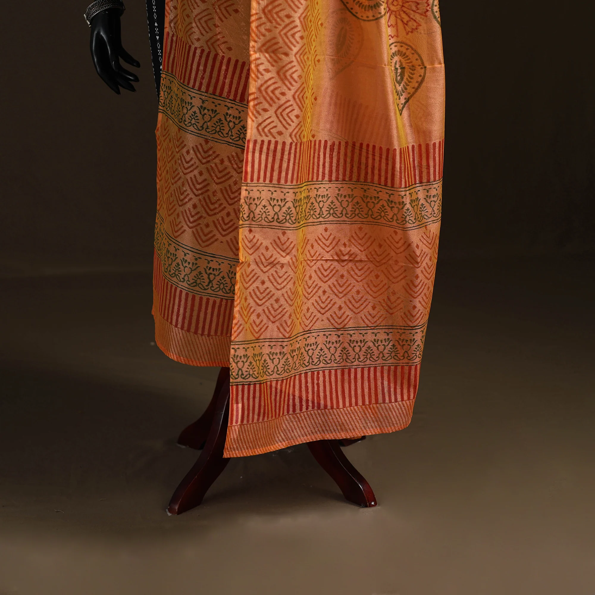 Sanganeri Hand Block Print Chanderi Silk Dupatta 59 - Image 4