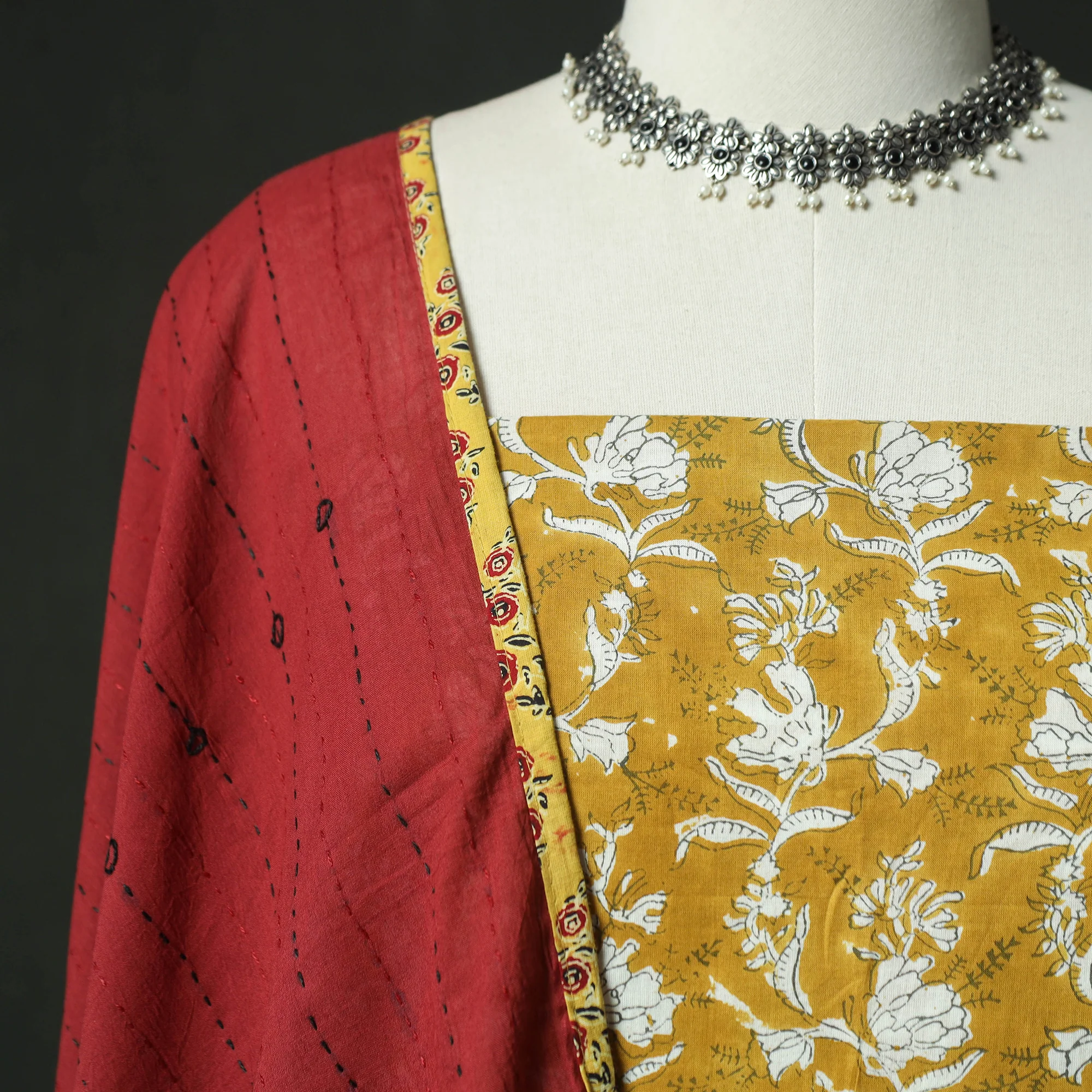 Sanganeri Hand Block Print Cotton 2pc Unstitched Dress Material Kurta Set 26 - Image 3