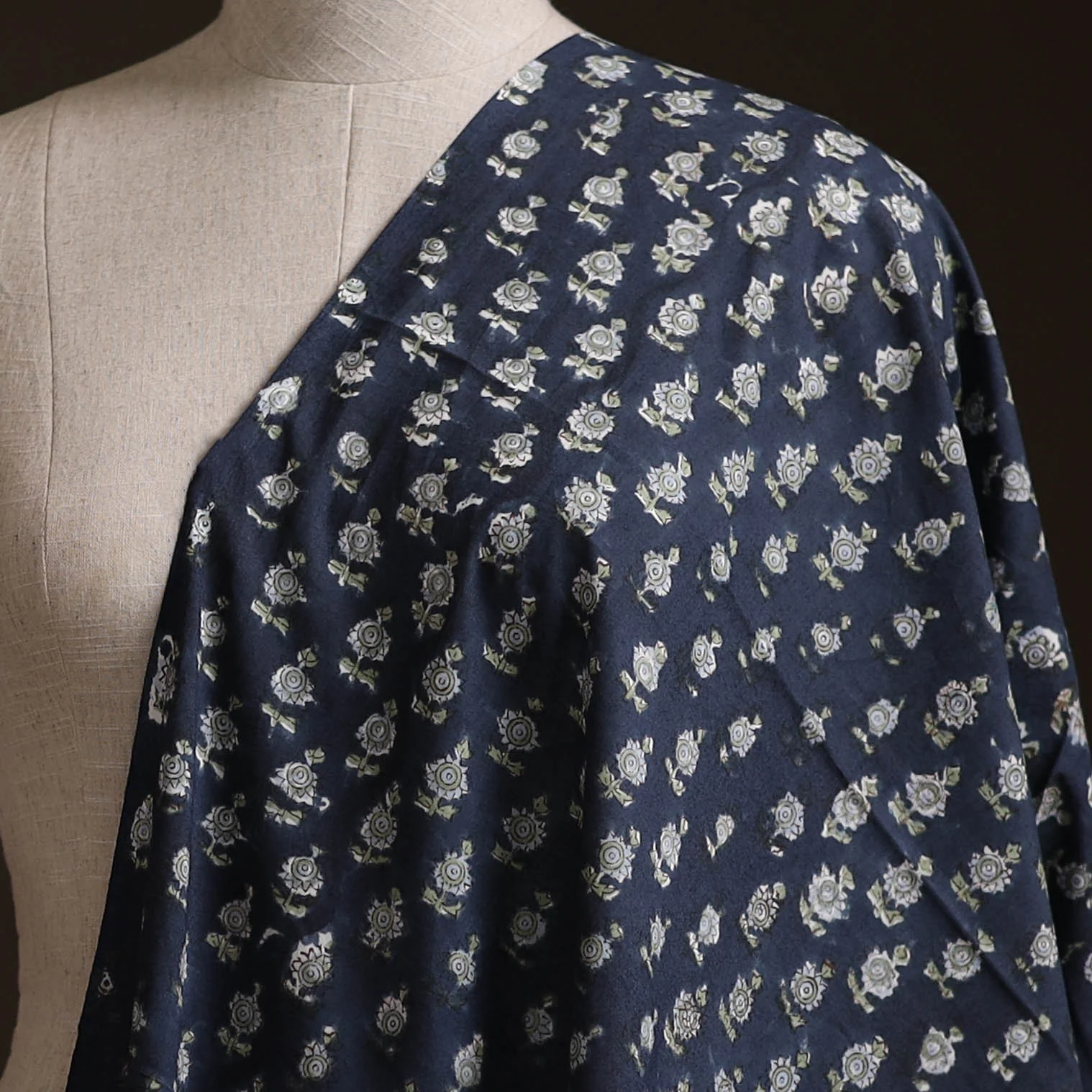 Blue - Sanganeri Hand Block Print Cotton Fabric 04 - Image 2