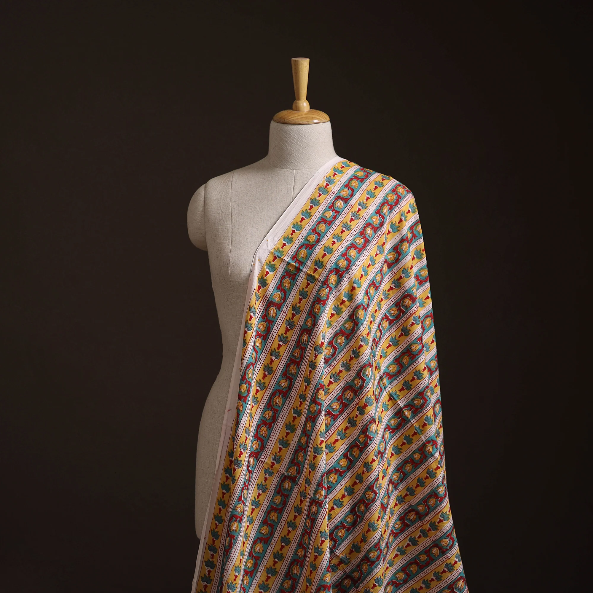Yellow - Sanganeri Hand Block Print Cotton Fabric 06