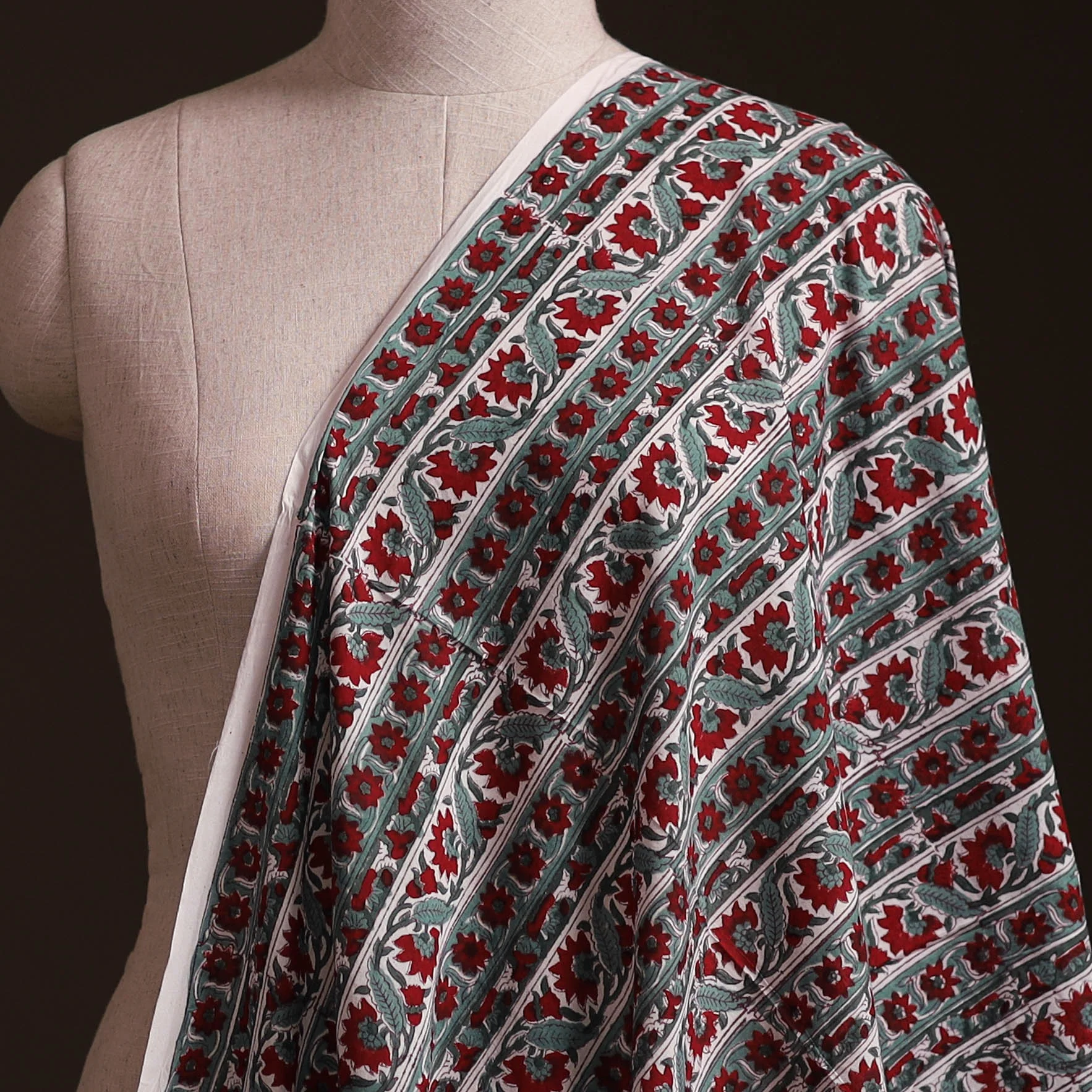 Red - Sanganeri Hand Block Print Cotton Fabric 20 - Image 2