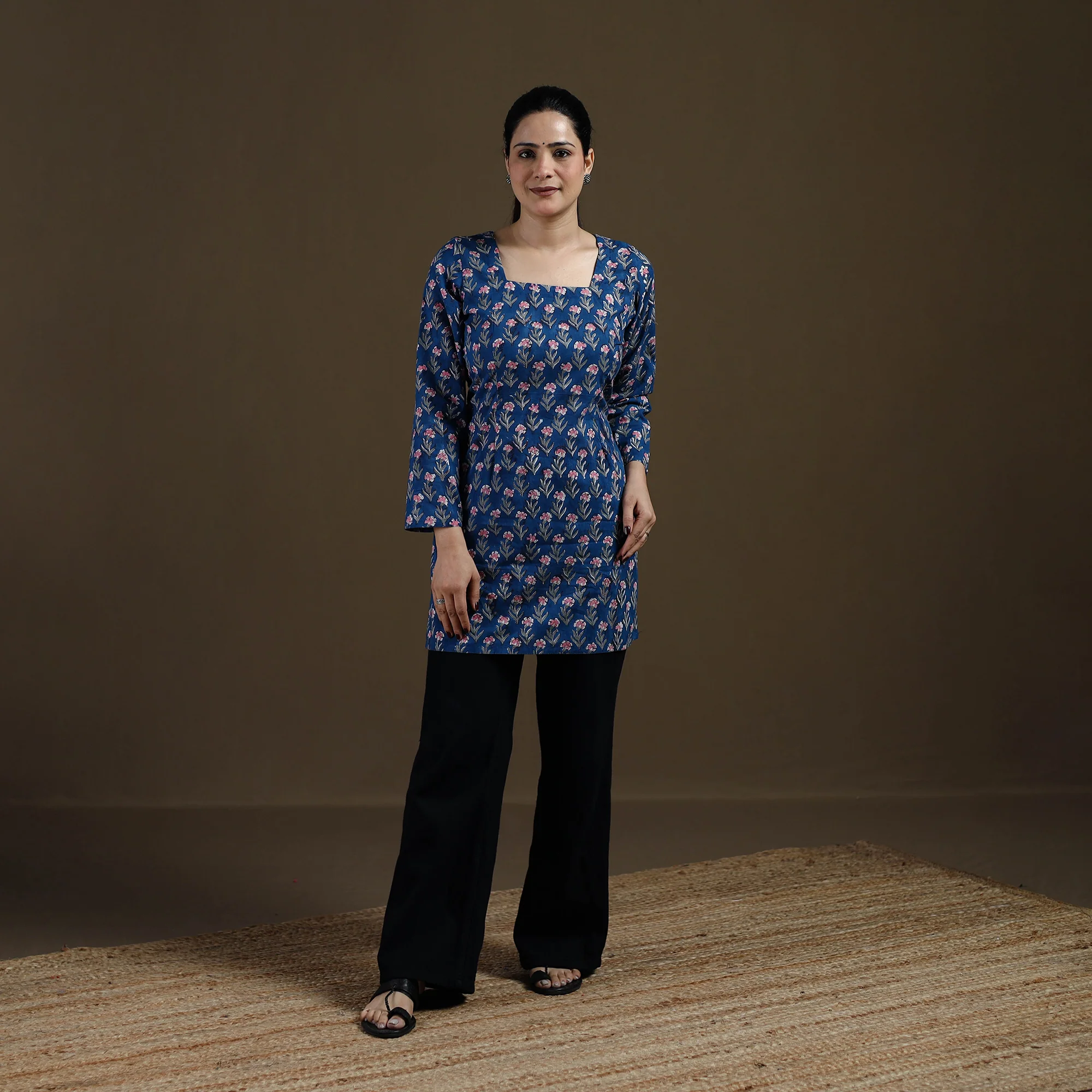 Blue - Sanganeri Hand Block Print Cotton Short Kurta for women 15