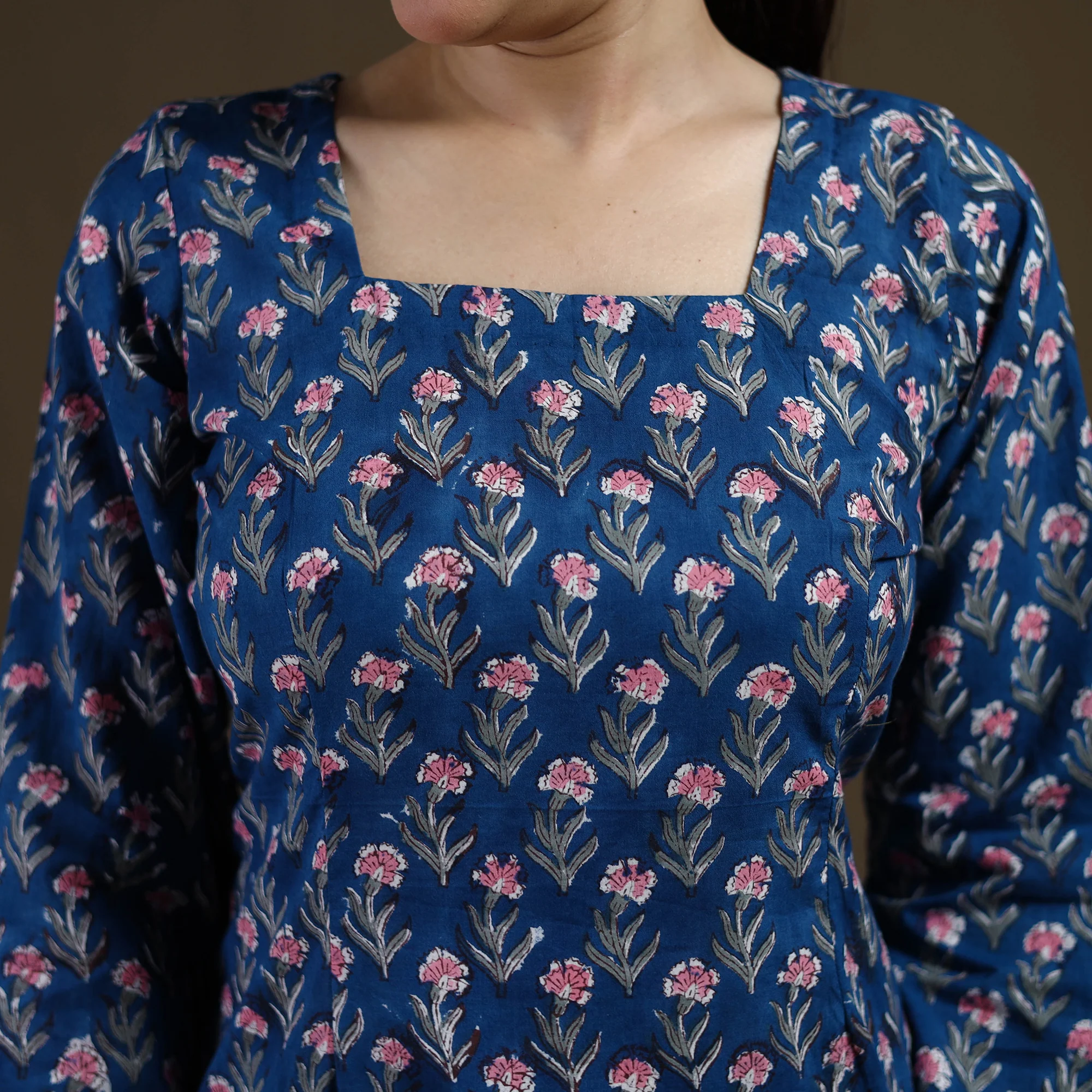 Blue - Sanganeri Hand Block Print Cotton Short Kurta for women 15 - Image 4