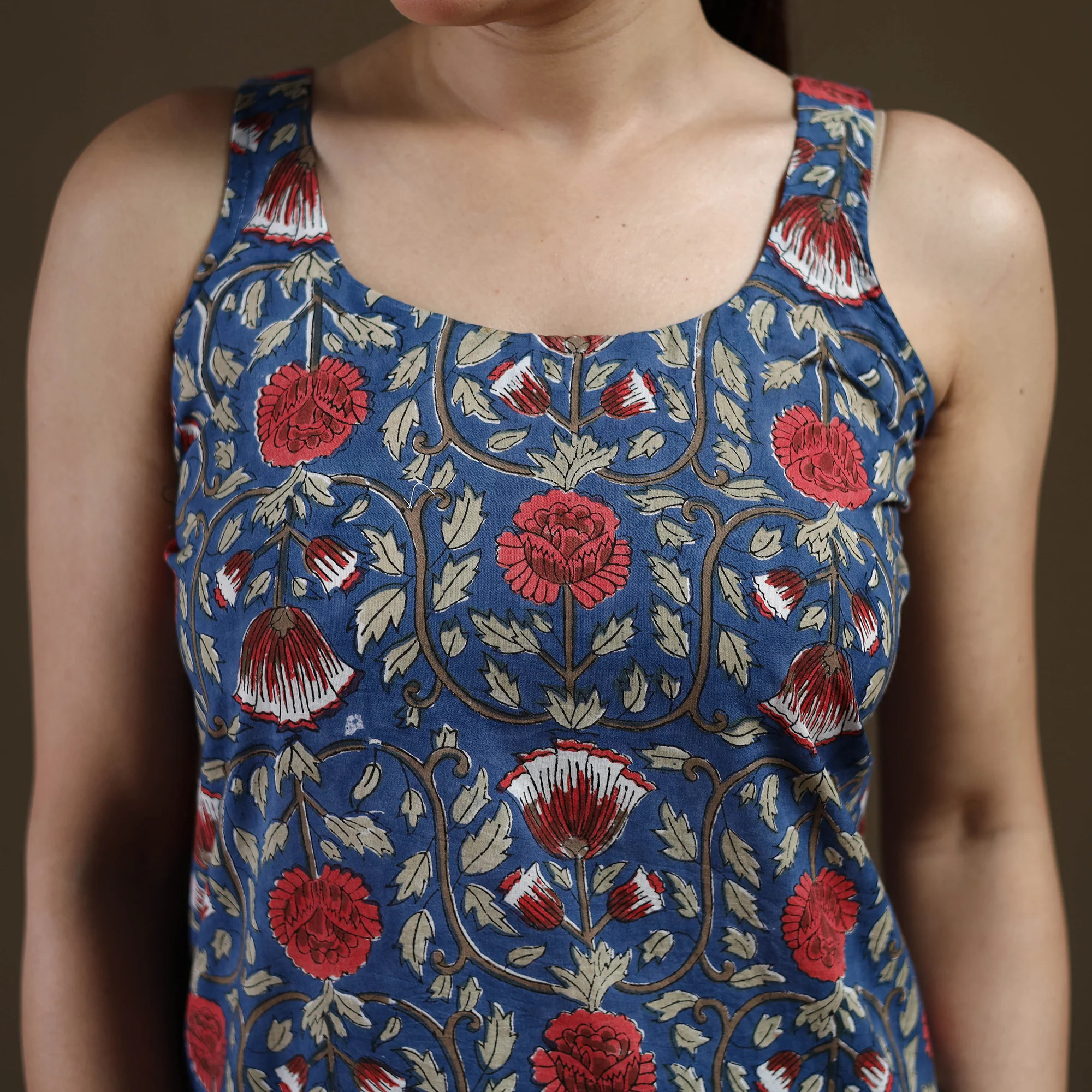 Blue - Sanganeri Hand Block Print Cotton Short Kurta for women 18 - Image 4