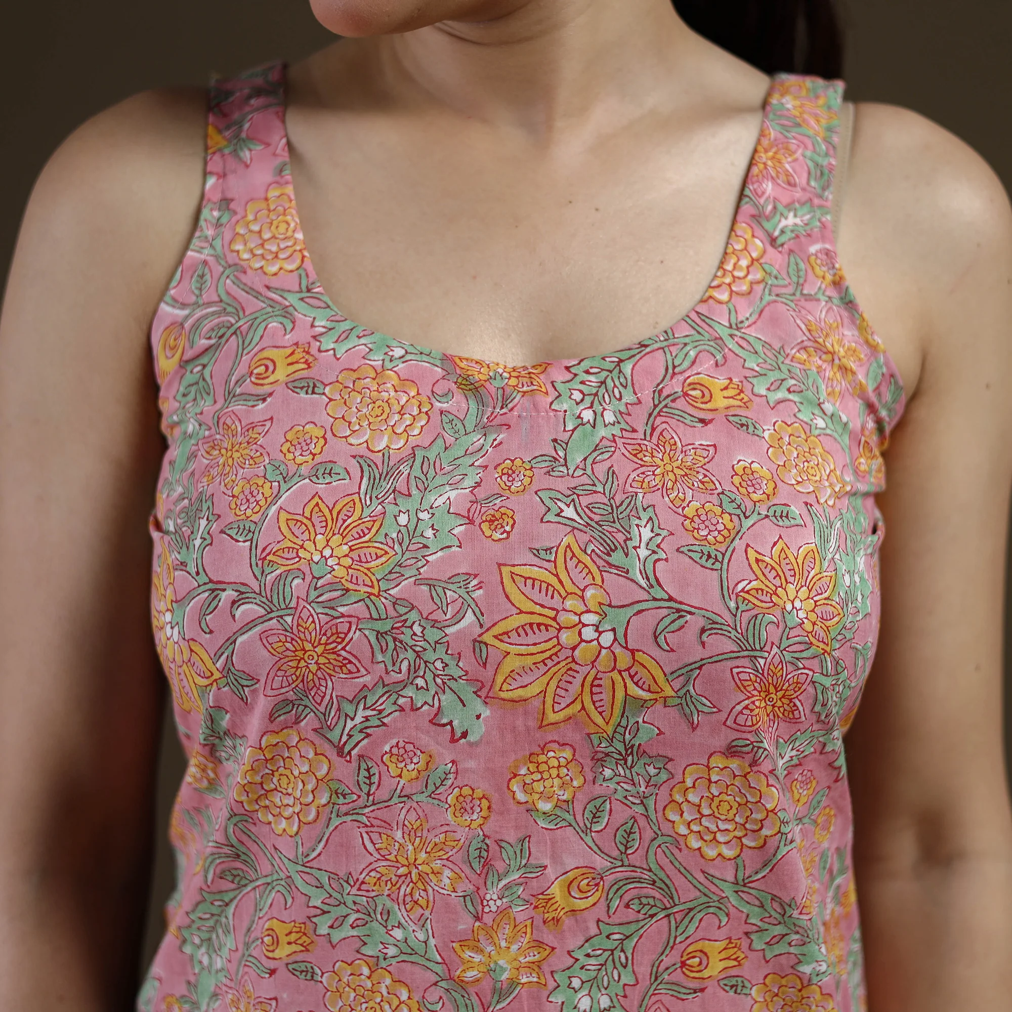 Pink - Sanganeri Hand Block Print Cotton Short Kurta for women 20 - Image 4