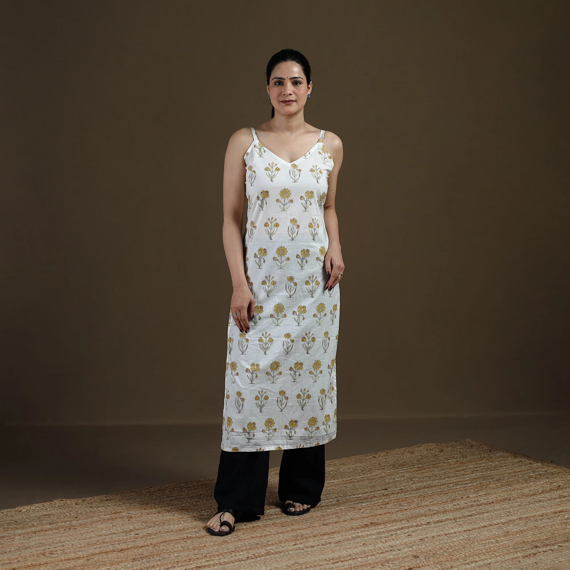 White - Sanganeri Hand Block Print Cotton Straight Kurta for women 21