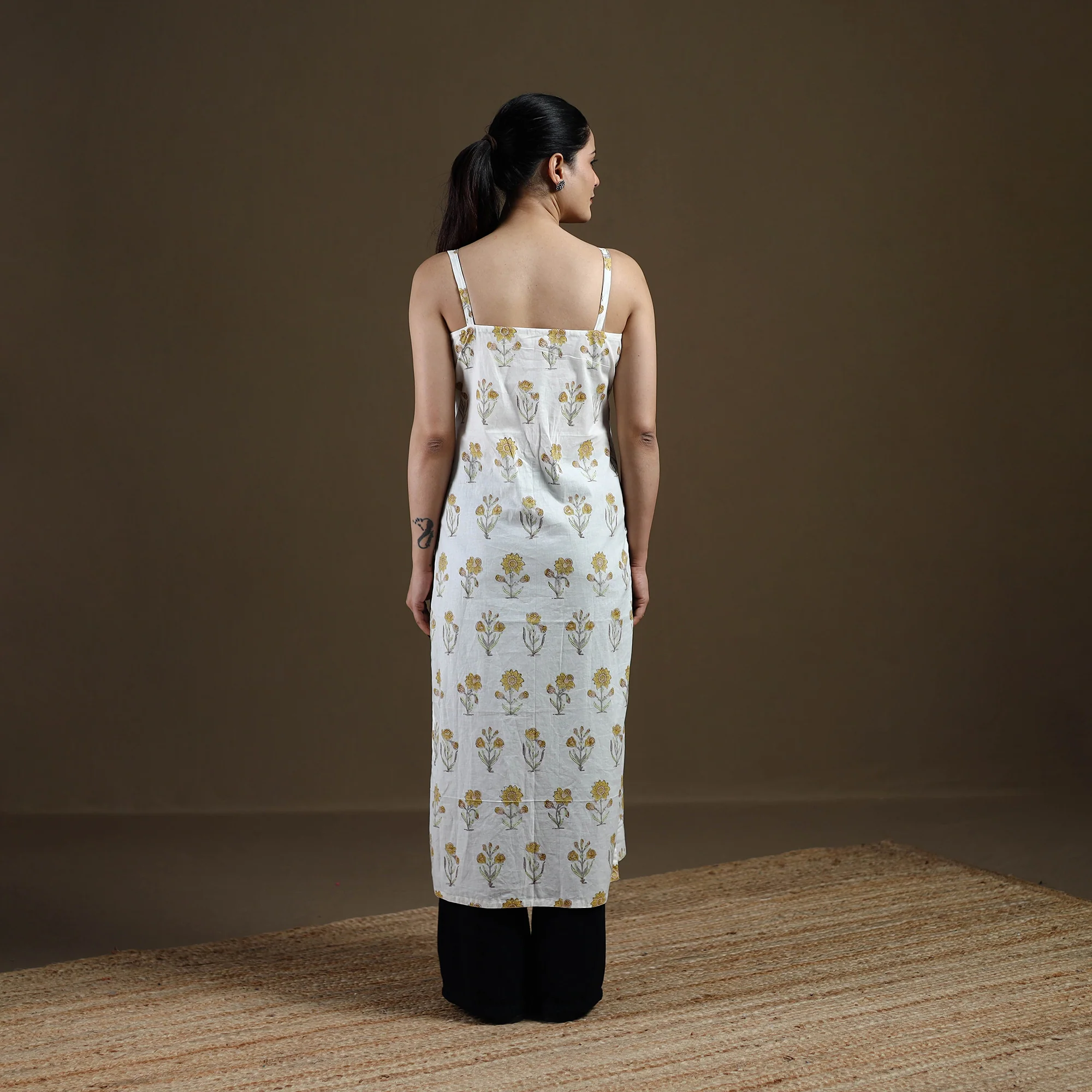 White - Sanganeri Hand Block Print Cotton Straight Kurta for women 21 - Image 5
